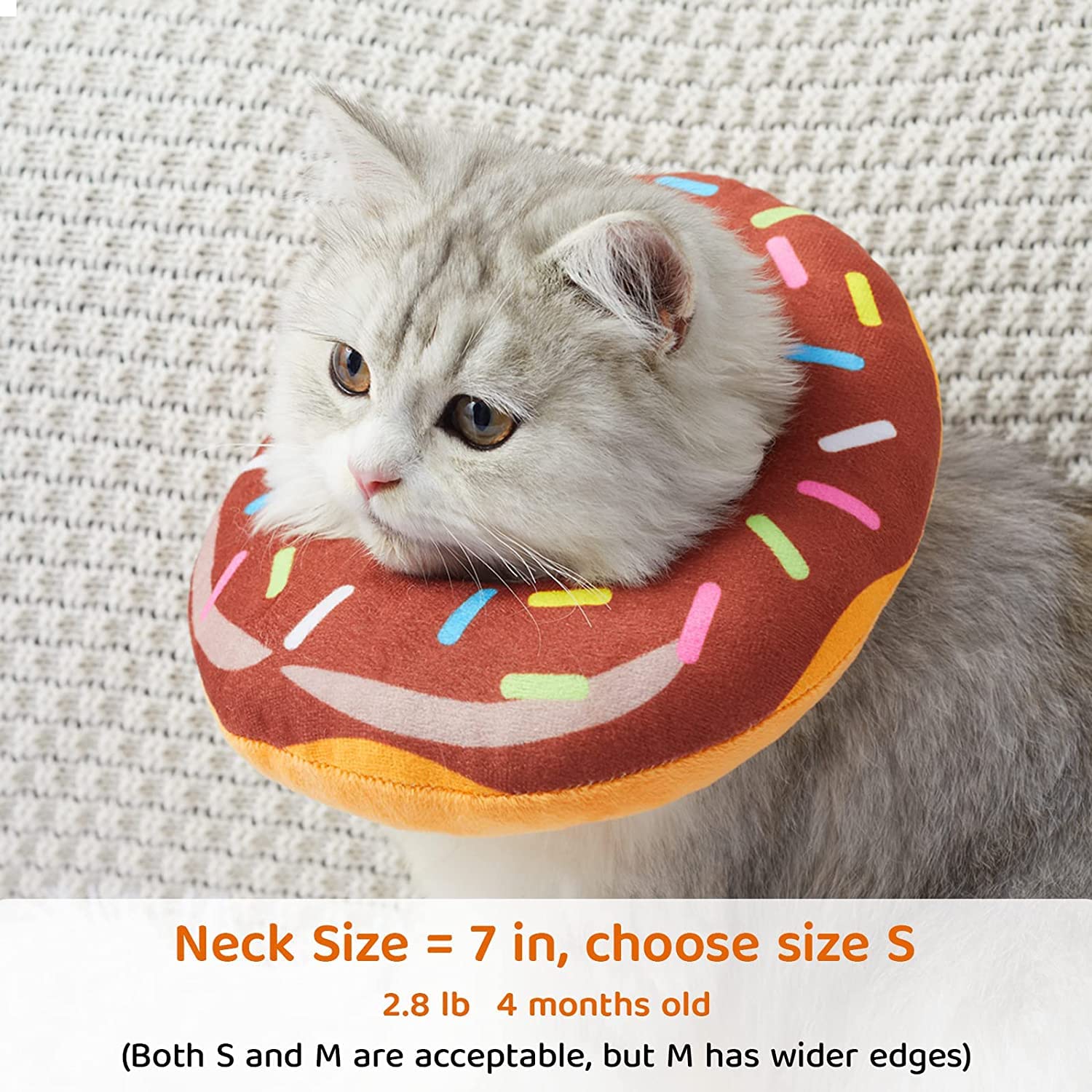 Soft Adjustable Cat Cone Collar for Post-Surgery Recovery - Elizabethan Donut Collar for Cats & Kittens (6