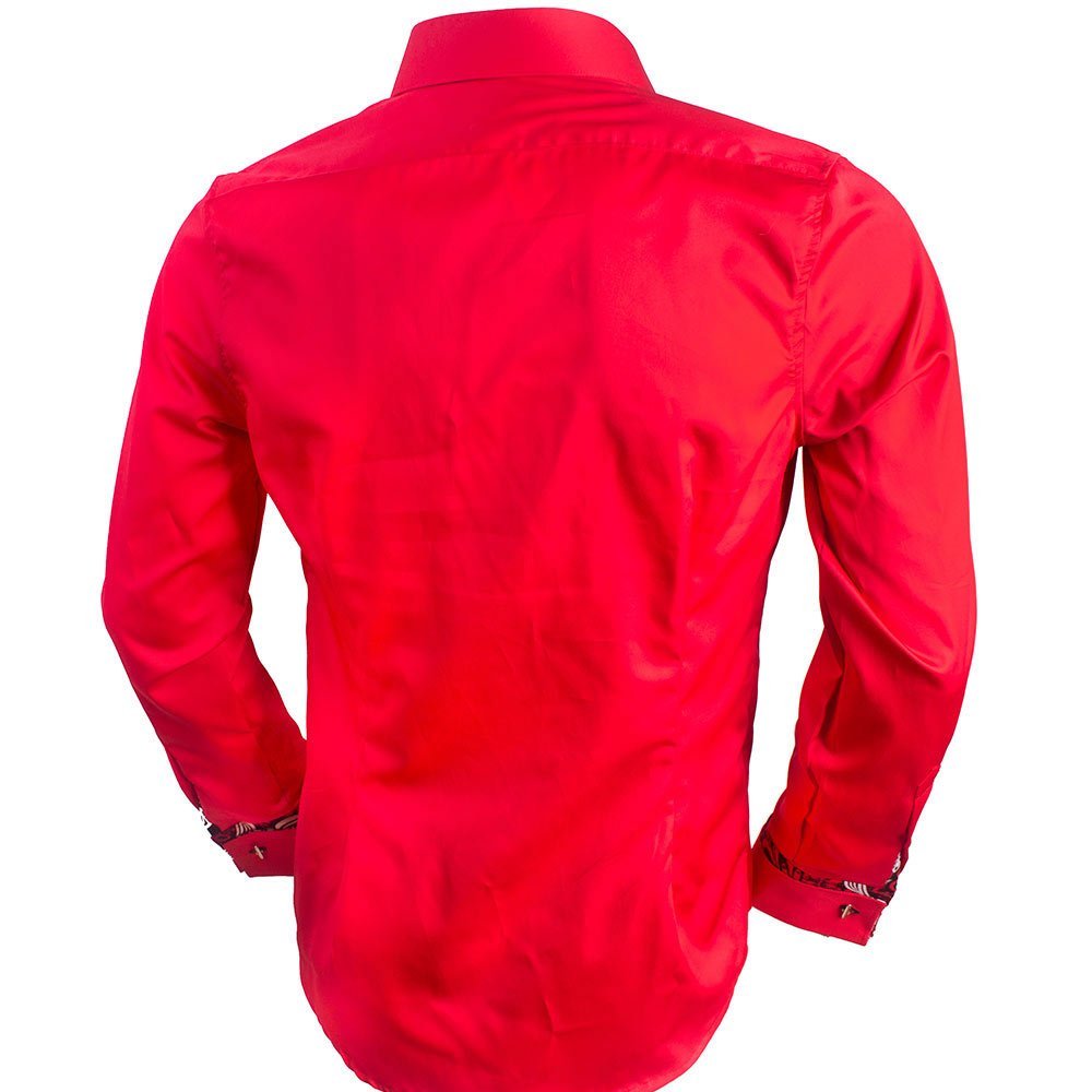 Premium Bright Red & Black French Cuff Dress Shirts for Men - 100% Cotton Formal Business Attire - Made in USA - Perfect for Weddings, Office Meetings & Special Occasions