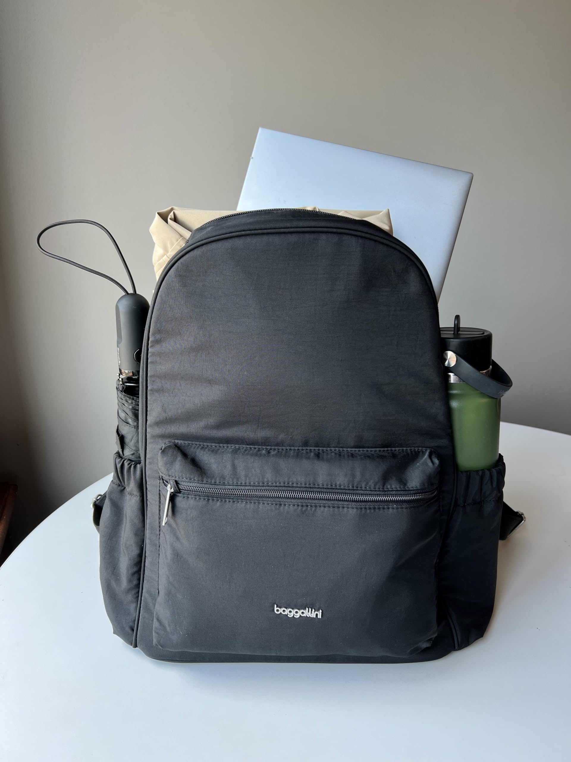 Baggallini Securtex Anti-Theft Laptop Backpack for Women & Men - 15.6 Inch Laptop Compartment - RFID Blocking - Travel & Work Commuter Bag - Black (Perfect for Business Trips, College & Daily Use)