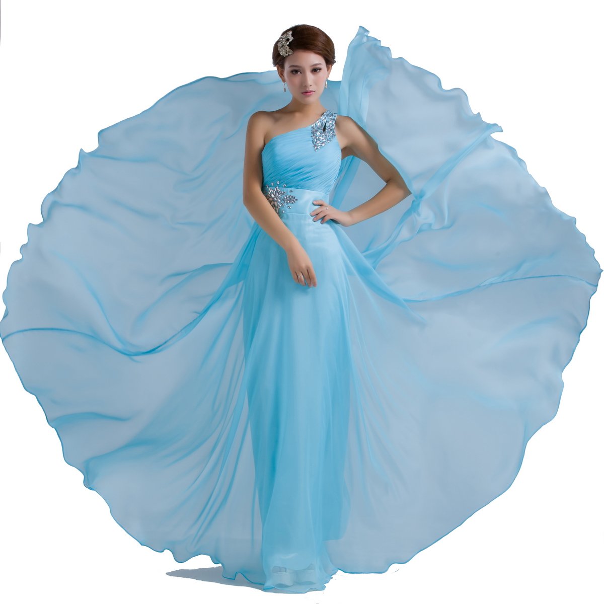 Elegant One-Shoulder Beaded Chiffon Prom Dress with Floor Length - Perfect for Homecoming, Formal Dances & Special Occasions