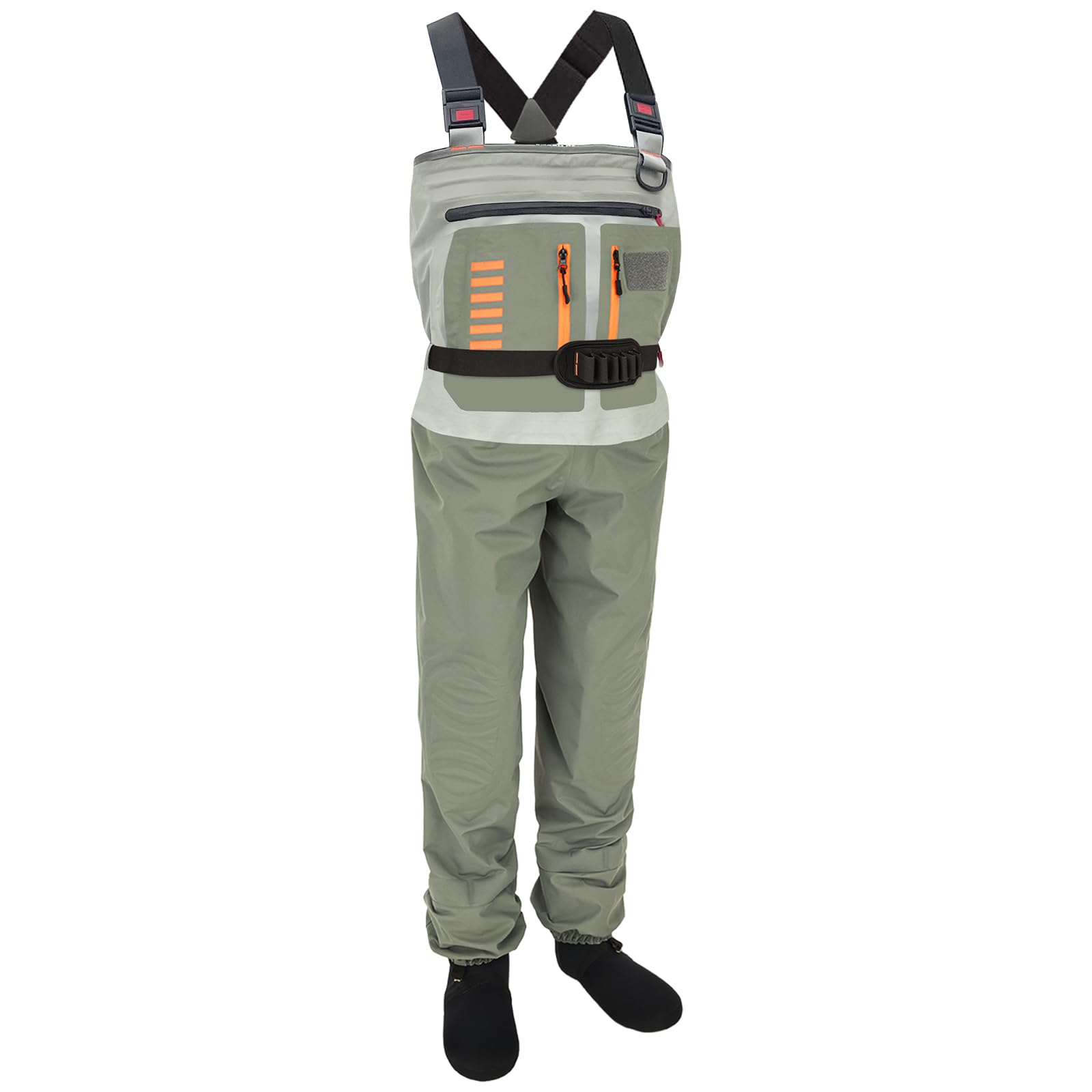 Waterproof Breathable Stocking Foot Chest Waders for Men & Women - Fly Fishing Gear for Stream, River & Lake Fishing - Ideal for Trout, Salmon & Bass Anglers