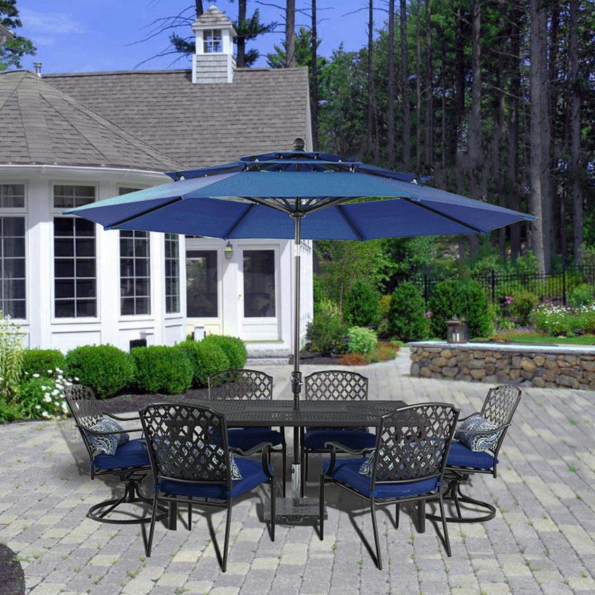 PHI VILLA 10ft 3-Tier Auto-Tilt Patio Umbrella - Double Vented Outdoor Market Umbrella for Poolside, Backyard, and Beach Use