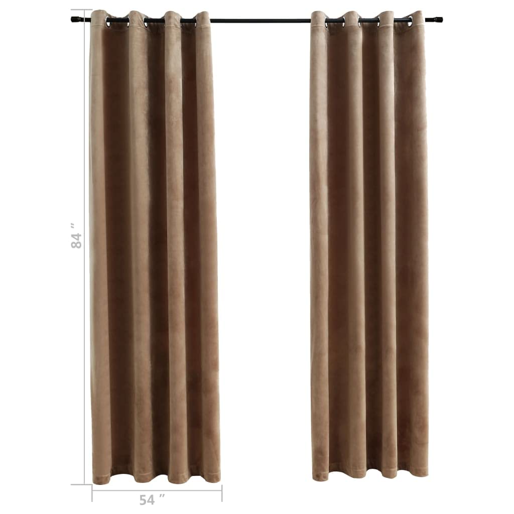 Blackout Curtains with Rings - 2 Panels Set, 54x84 Inch Velvet Room Darkening Curtains for Bedroom, Light Blocking Thermal Insulated Drapes in Beige | Perfect for Home Theater, Nursery & Shift Workers