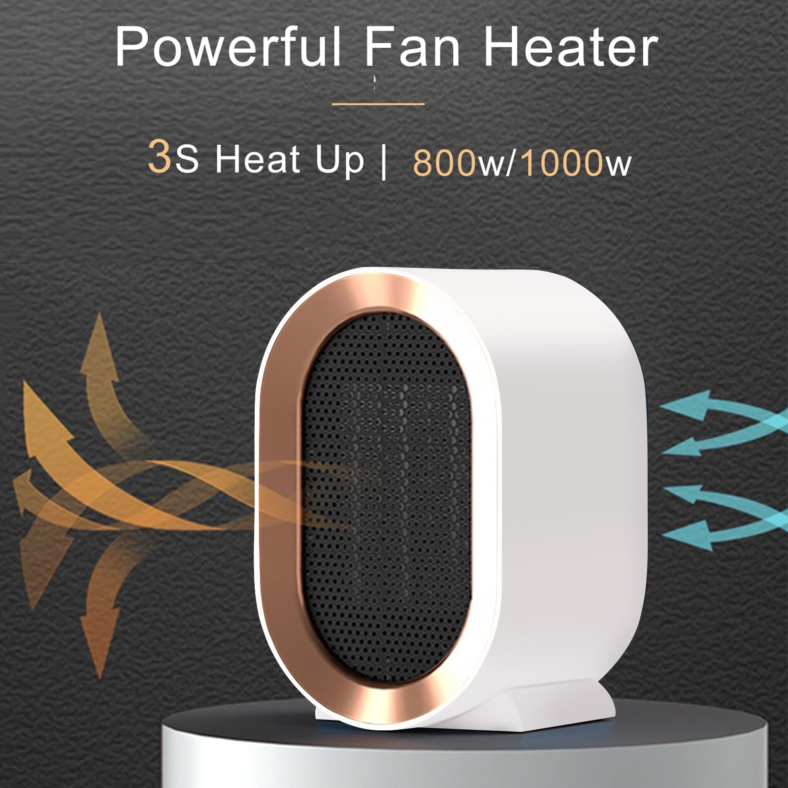 1200W Electric Space Heater for Indoor Use - Portable Small Room Heater with Fan for Bedroom, Bathroom & Office | Quiet Under Desk Mini Heater for 300 Sq Ft Spaces | Perfect for Home, Office & Dorm Rooms