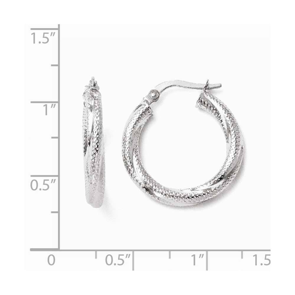 10K White Gold Textured Hinged Hoop Earrings for Women - 21mm x 20mm Dainty Everyday Hoops, Perfect for Work, Date Night & Gifts