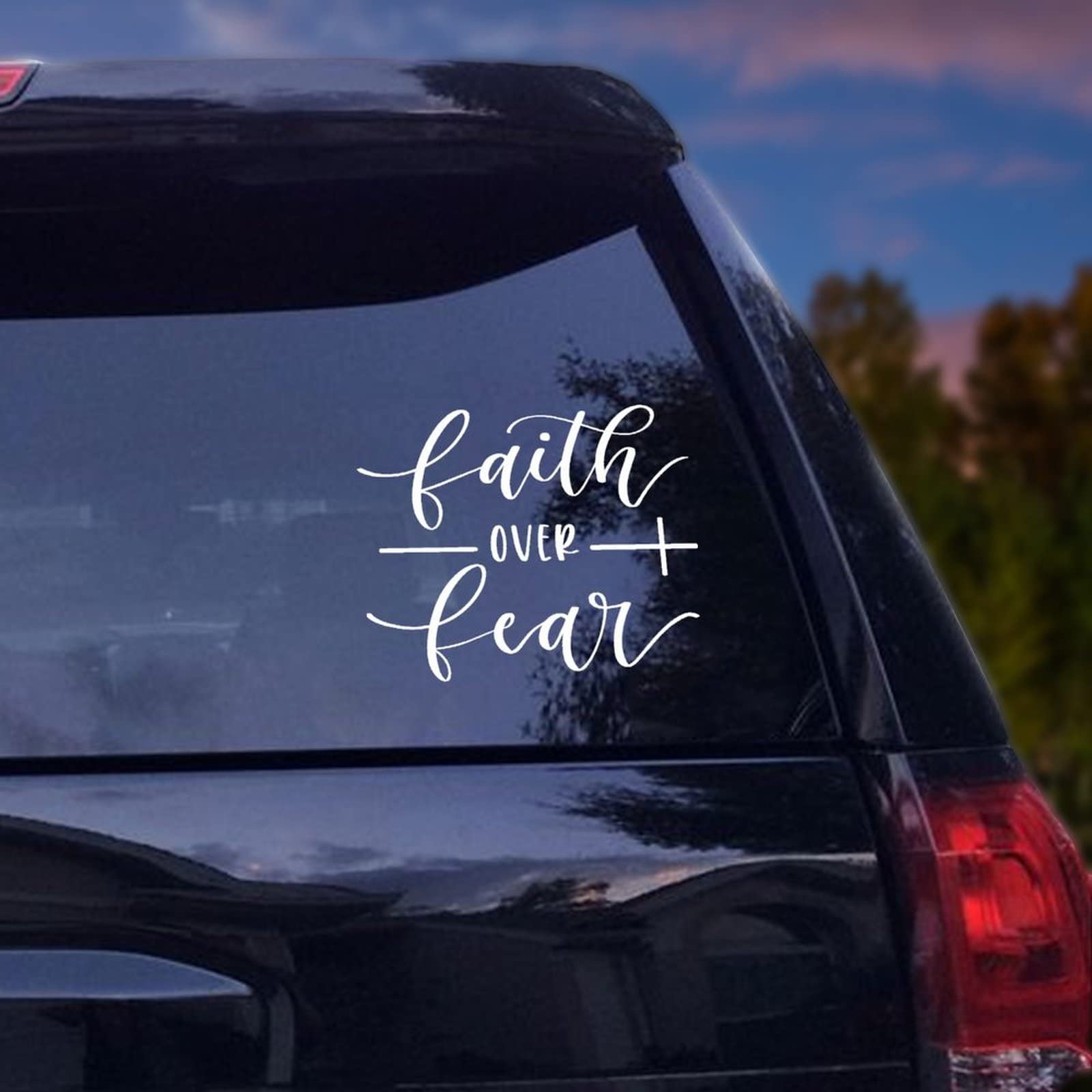 Faith Over Fear Car Decals - Bible Verse Vinyl Stickers for Cars, Trucks, Windows & Laptops - Religious Christian Stickers with 'God Bless' Message - Waterproof Bumper Decals for Daily Inspiration & Spiritual Protection