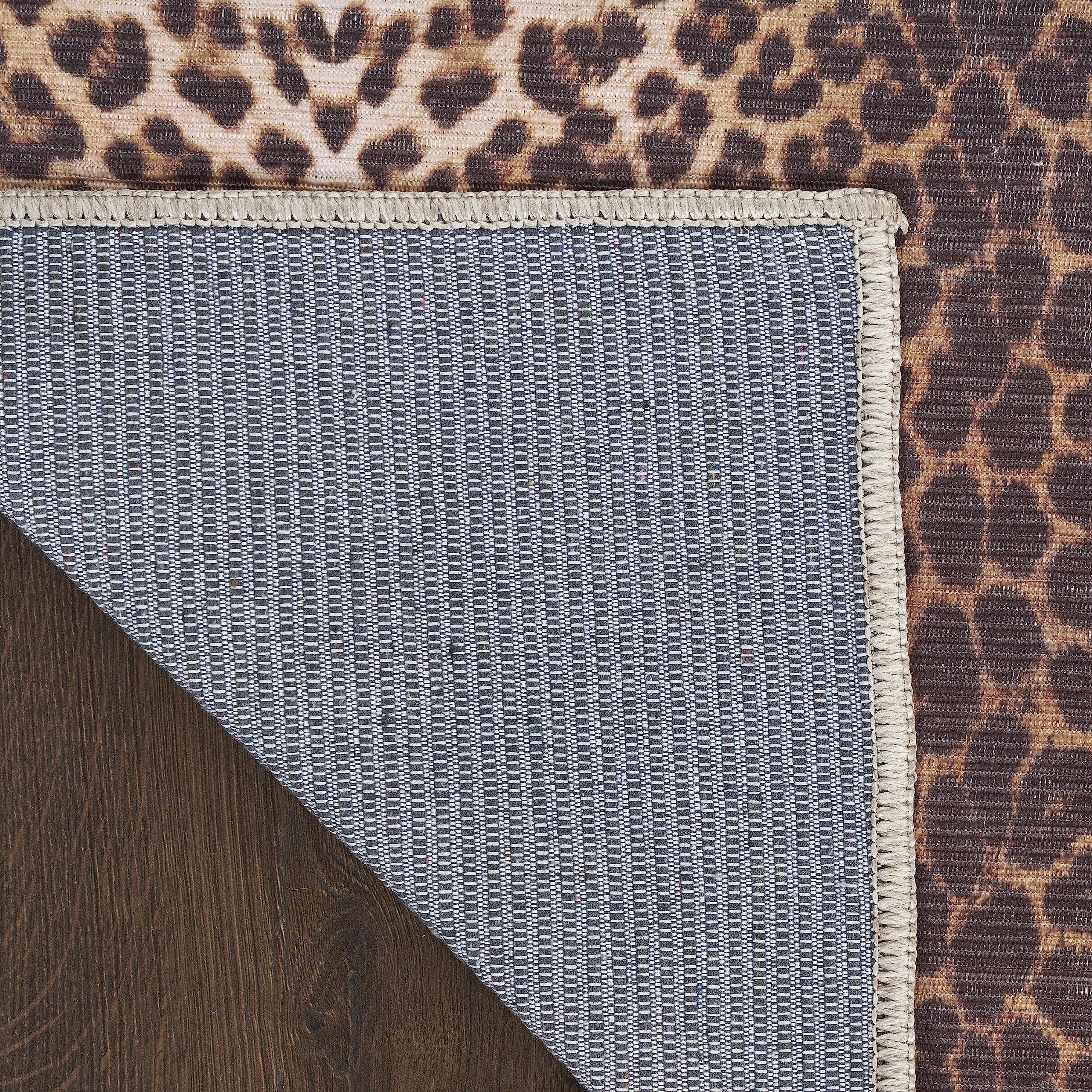 Nourison Washable Leopard Print 6' x 9' Area Rug - Easy Clean, Non-Shedding, Stain Resistant | Perfect for Bedroom, Living Room, Dining Room & Kitchen Decor (6x9)