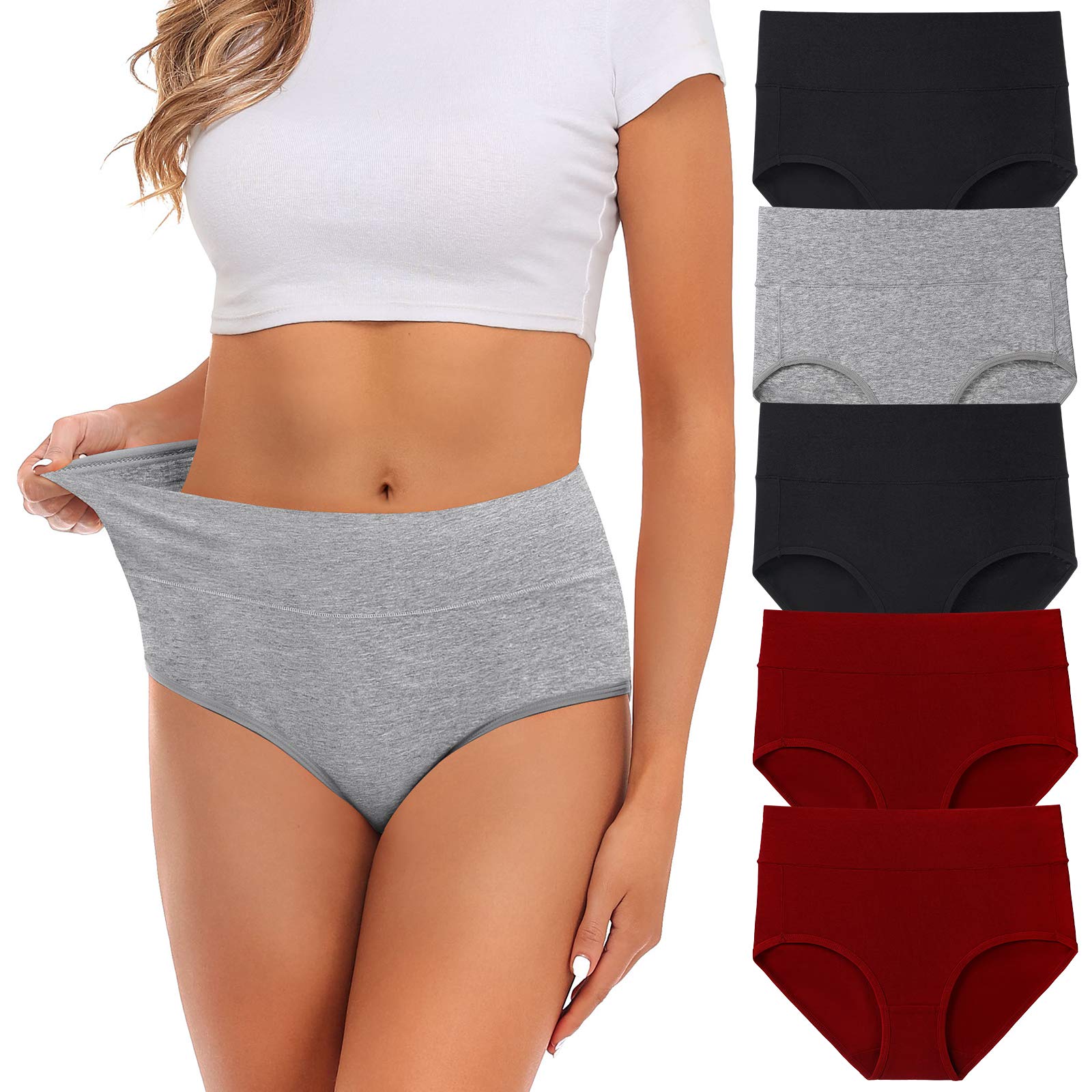 Women's Cotton Mid Waist Underwear - No Muffin Top Full Coverage Briefs Panties Lingerie Multipack | Comfortable Everyday Wear for Work, Yoga & Sleep