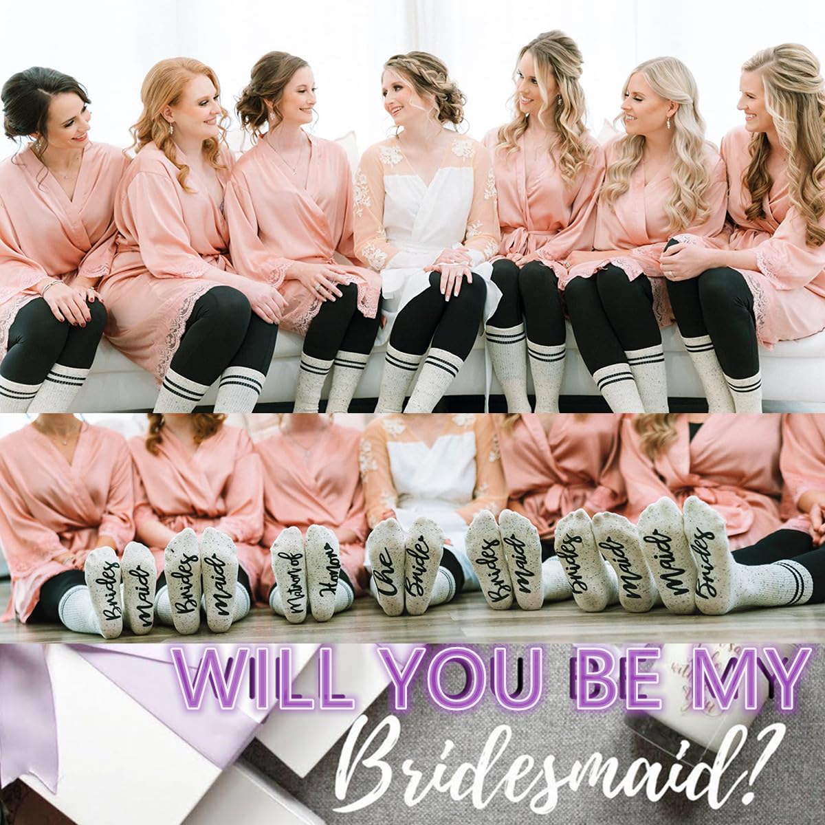 Bridesmaid Gifts - Fuzzy Socks for Bachelorette Party & Wedding Favors - Cozy & Cute