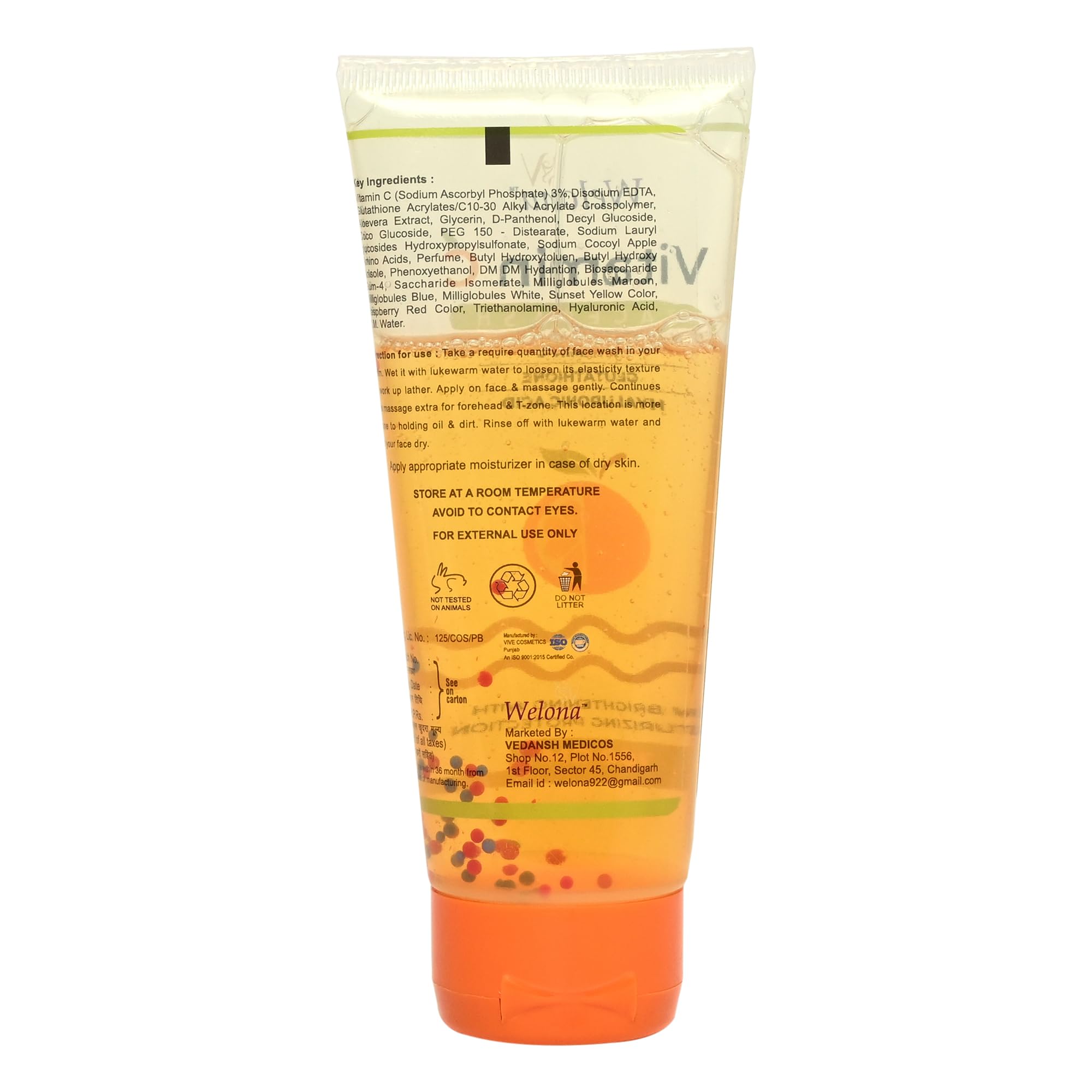 Welona Vitamin C Gel Face Wash for Brightening Skin & Blackhead Control | Sulfate & Paraben Free with Built-in Foaming Brush | Best for Daily Skincare & Acne-Prone Skin