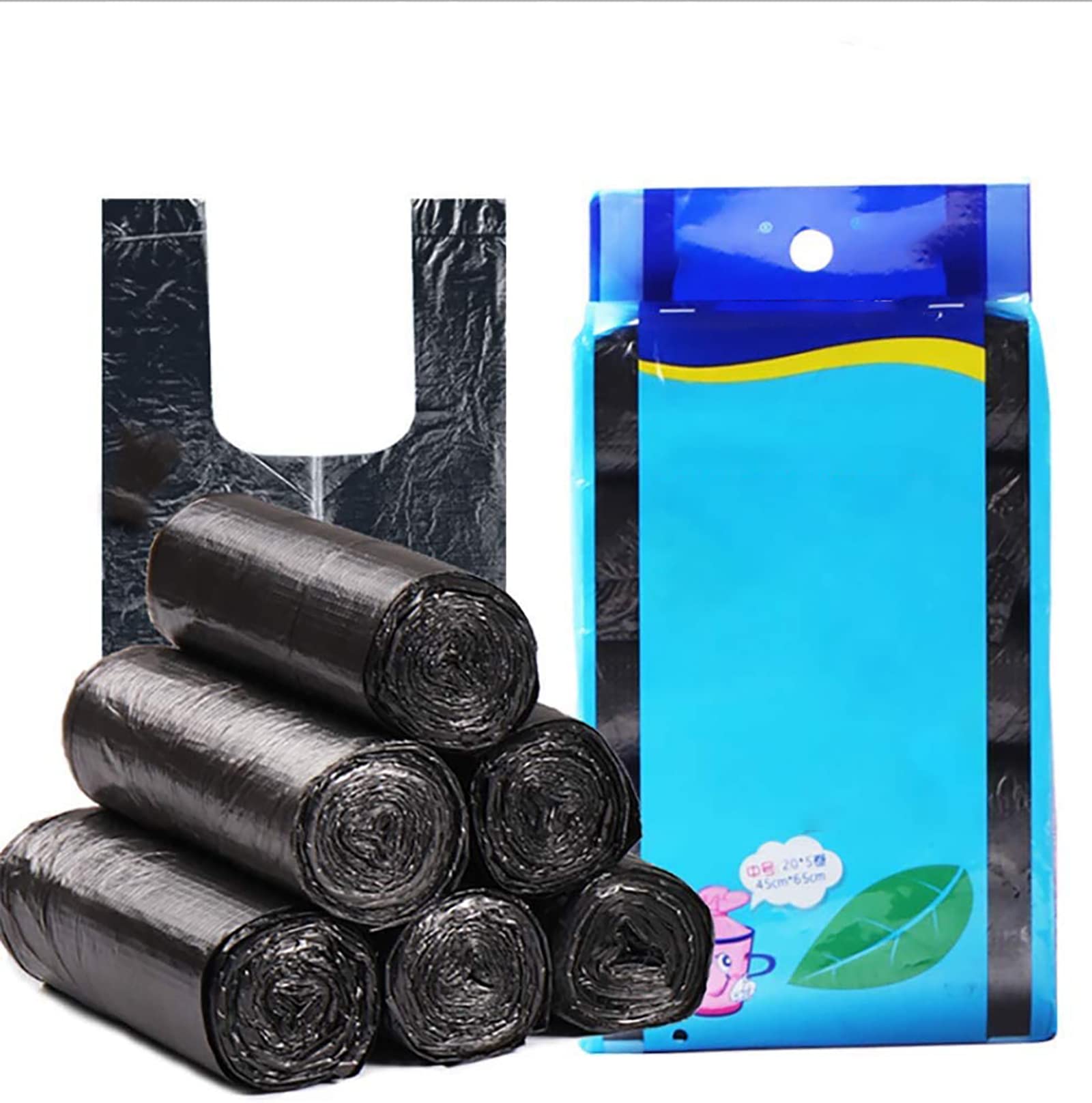 4 Gallon Kitchen Trash Bags with Handles - 100 Count Black Small Garbage Bags (45x60cm) for Bathroom, Office & Contractor Use - Heavy Duty Waste Disposal Solution