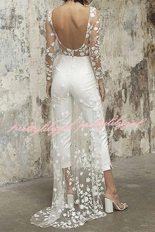 Elegant White Wedding Jumpsuit for Women - Chic Bridal Romper for Beach Elopement & Summer Weddings