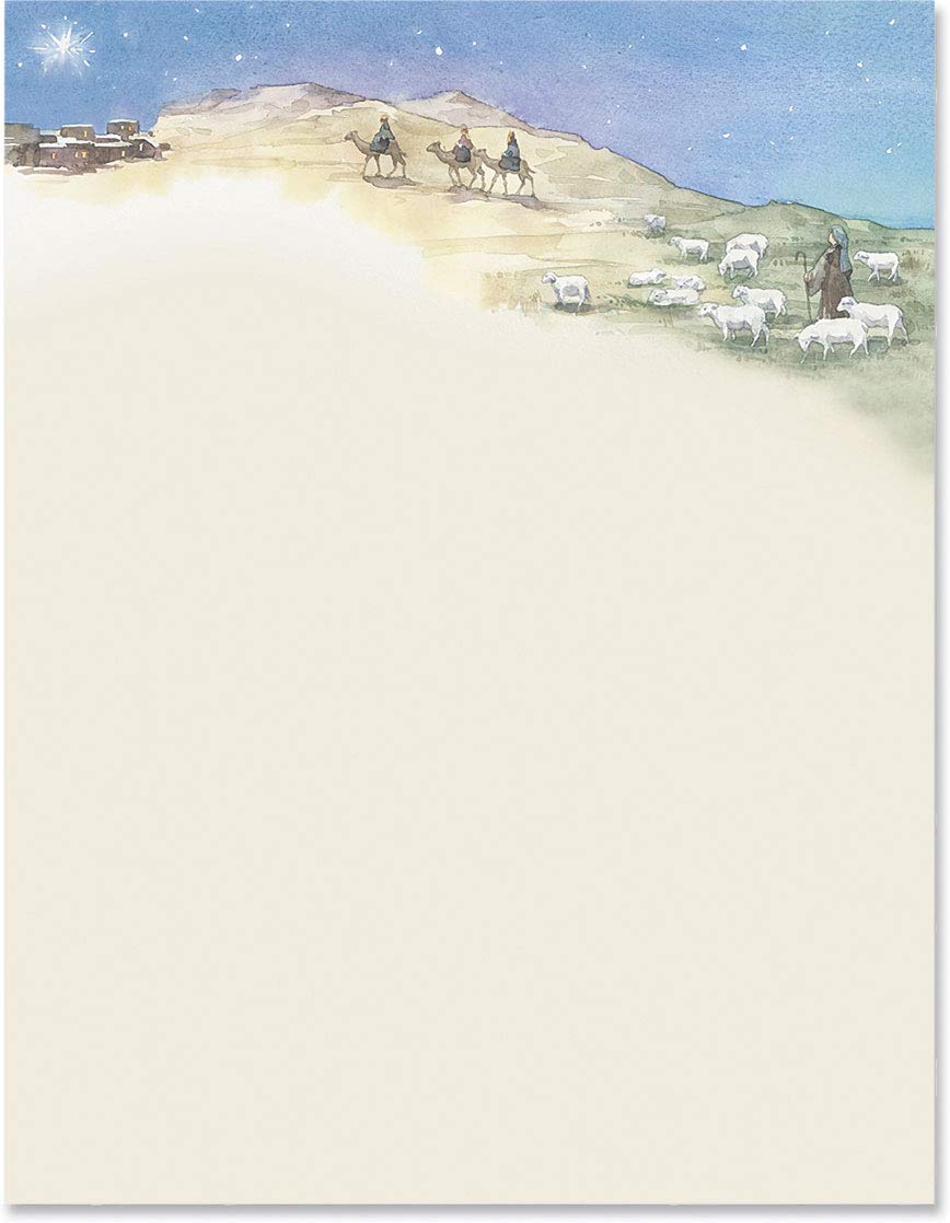 Premium Christmas Star Holiday Stationery Set - Elegant Winter Border Paper & Letterhead (8.5