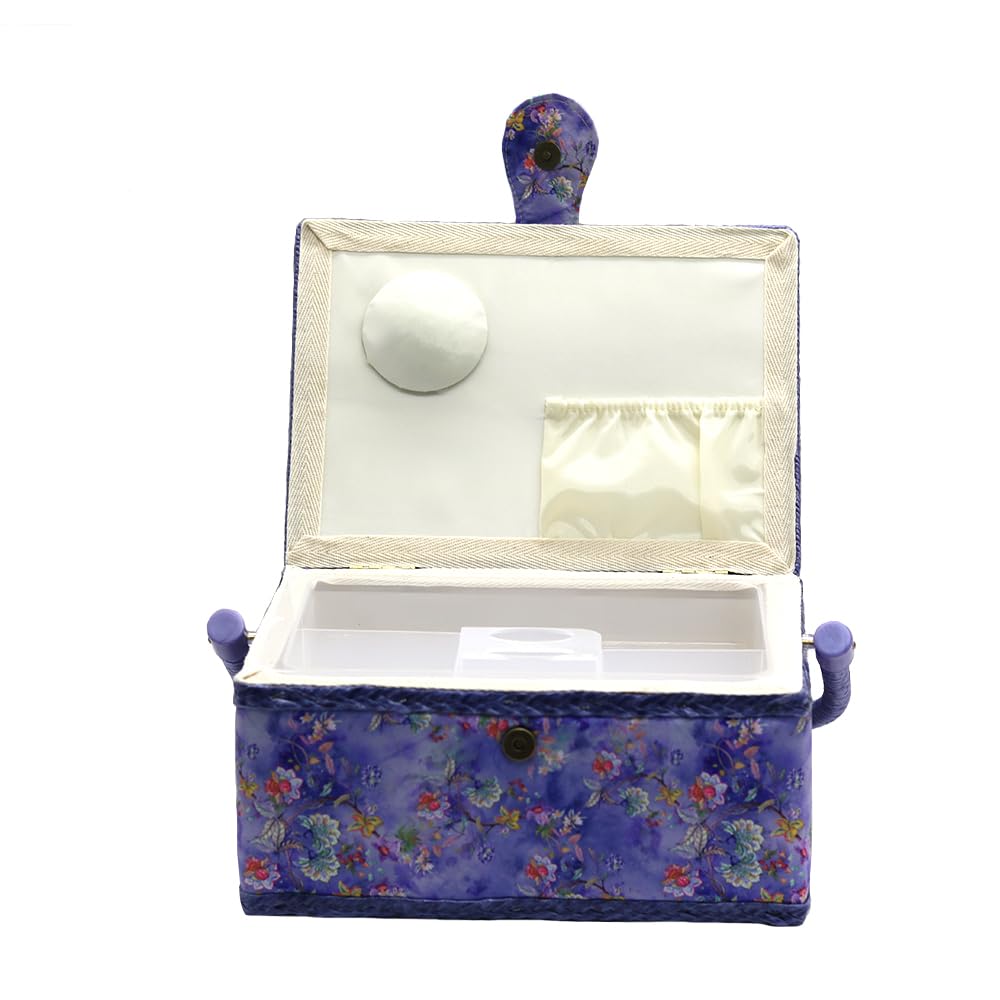 Blue Medium Sewing Box Organizer - Storage for Sewing Supplies & Accessories | Perfect for Craft Rooms, DIY Projects & Tailoring