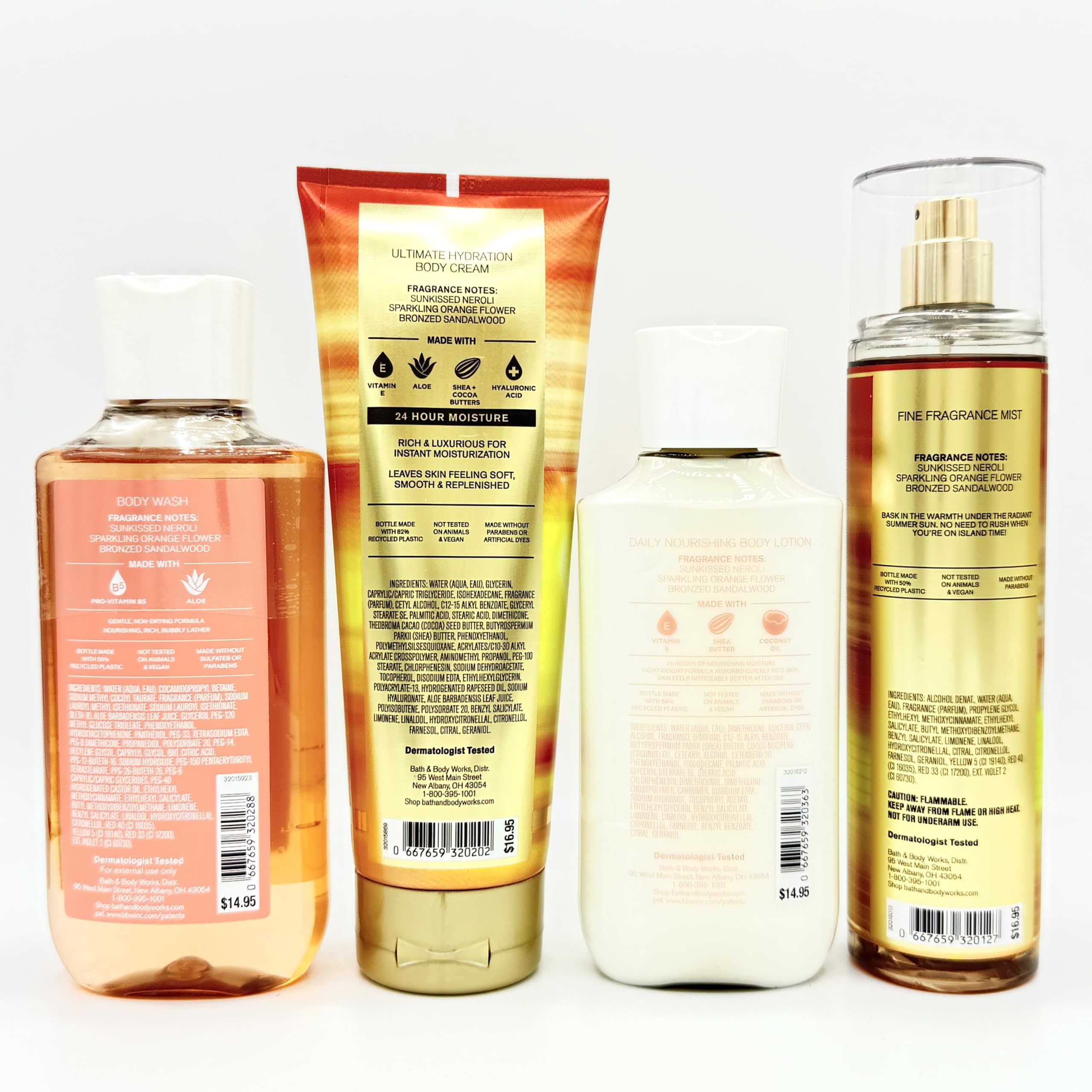 In The Sun 4-Piece Bath & Body Gift Set - Hydrating Body Wash, Ultra Moisturizing Cream, Nourishing Lotion & Fragrance Mist | Perfect for Spa Day, Self Care & Gifts