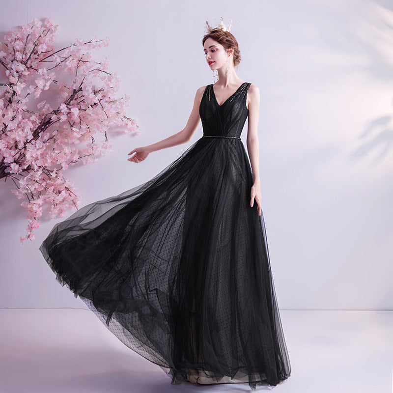 Elegant Black V-Neck A-Line Tulle Prom Dress for Evening Formal Party Gown 614 | Perfect for Homecoming, Prom Night, Wedding Guest & Special Occasions