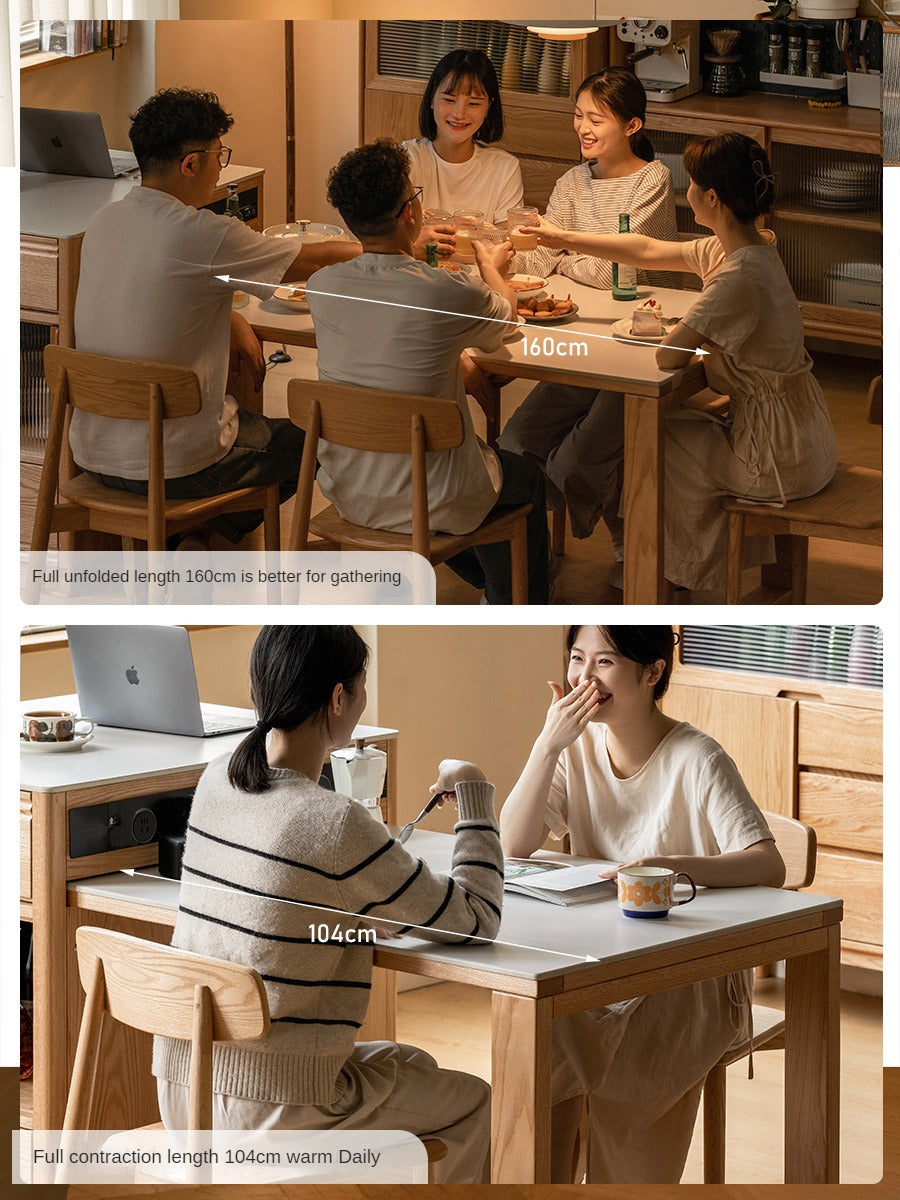 Solid Oak Wood Kitchen Island with Extendable Table and Retractable Cutting Board - Perfect for Small Kitchens, Dining, and Food Prep