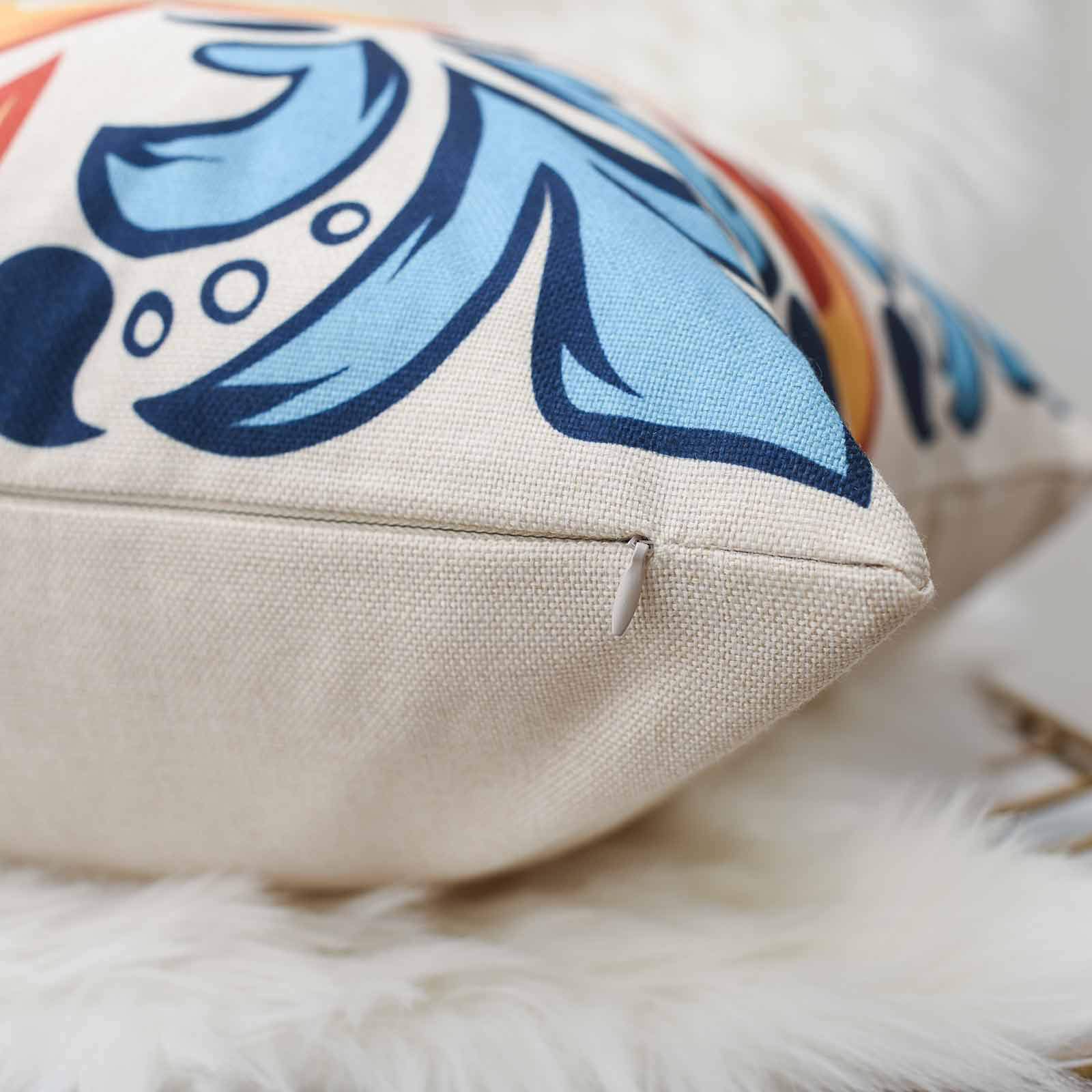 Wyooxoo Decorative Pillow Covers 20x20 Inch - Set of 4 Blue Linen Boho Farmhouse Throw Pillow Cases for Outdoor Fall Decor - Perfect for Couch, Sofa, Bedroom, Living Room, Patio & Car Accessories