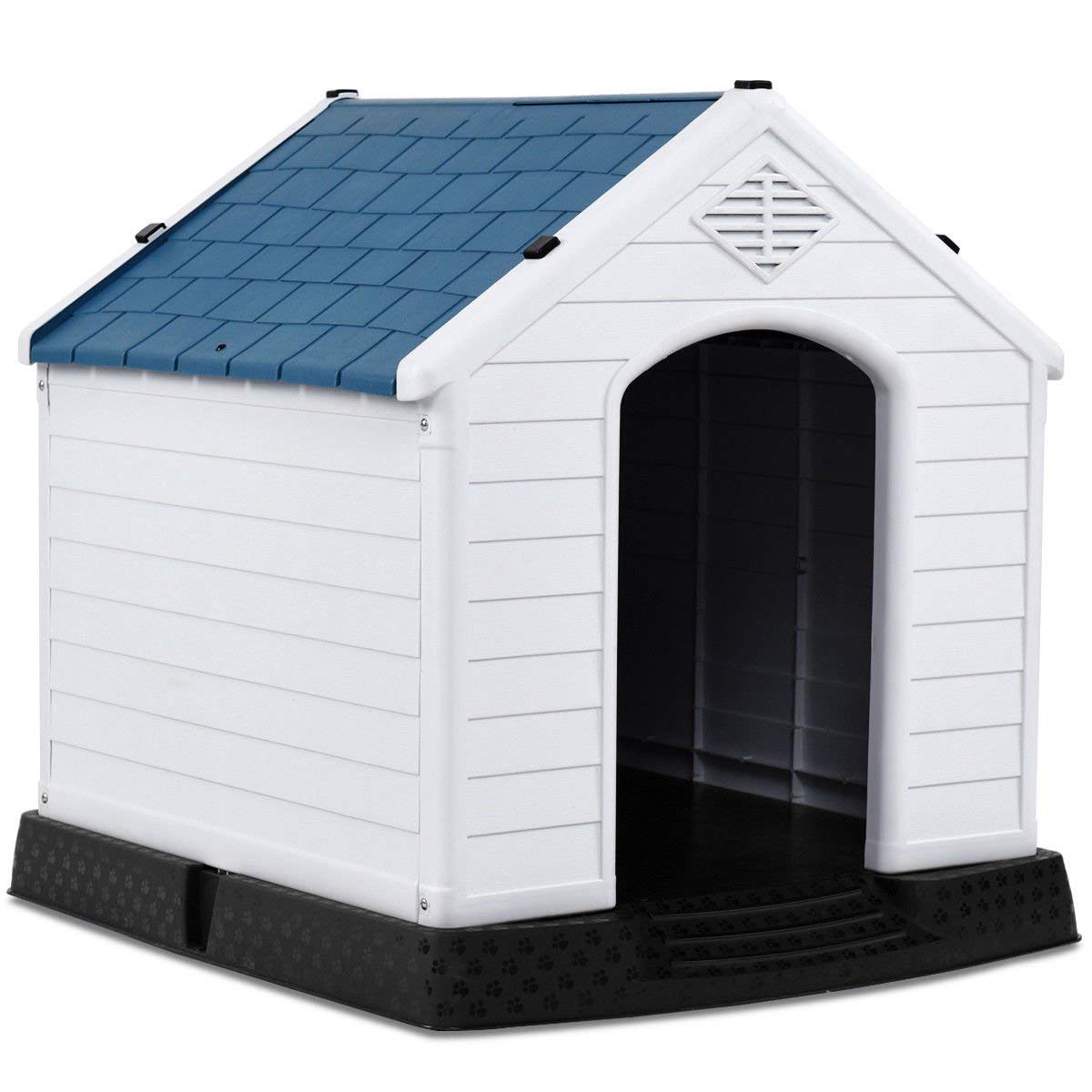 **Giantex Waterproof Plastic Dog House for Medium Dogs - Outdoor & Indoor Pet Kennel with Air Vents, Elevated Floor, Easy Assembly - Perfect for Backyard, Patio, or Feeding Station**