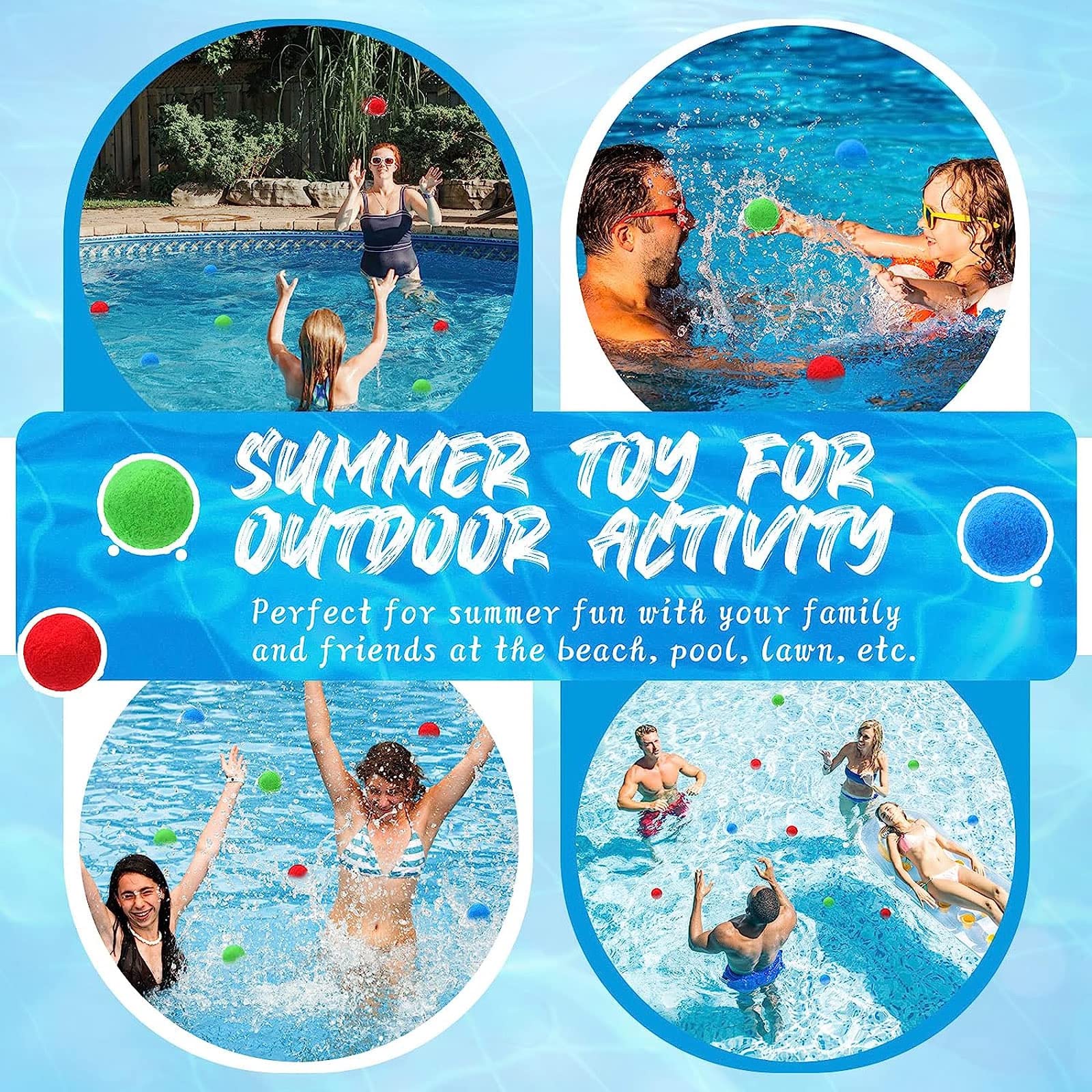**36 Pack Reusable Sponge Water Balloons - Colorful Splash Balls for Water Games, Pool Parties, Beach Fun & Outdoor Activities**