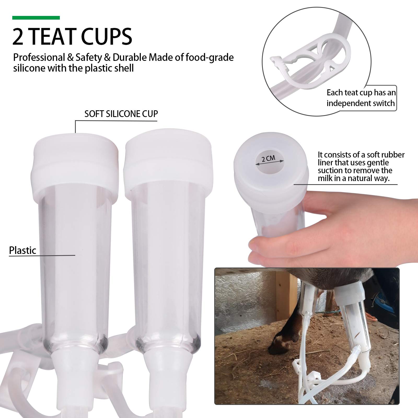 Automatic Goat Milking Machine with Auto-Stop - 7L Stainless Steel Food Grade Bucket - Perfect for Small Farms & Homesteads - Easy Milking Solution for Goat Livestock Care & Dairy Production