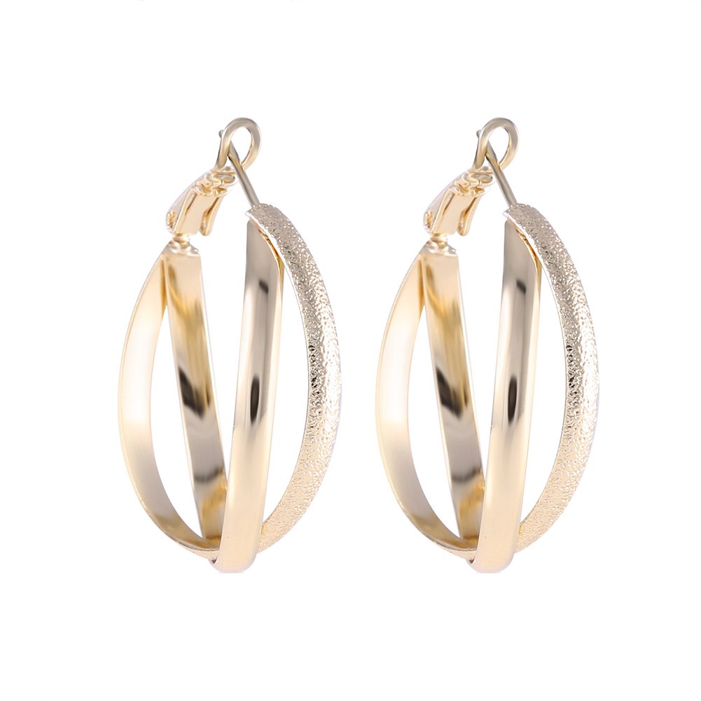 Ameesi 2 Layer Gold Plated Hoop Earrings for Women - Trendy Crossover Design, Perfect for Club, Party & Everyday Wear | Elegant Fashion Jewelry Gift