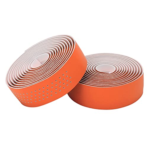 Premium Bicycle Bar Tape - Soft, Comfortable & Absorbent Handlebar Grip for Road Bikes - Anti-Slip Adhesive Backing with End Plugs (Orange) - Perfect for Long-Distance Cycling, Commuting & Performance Riding