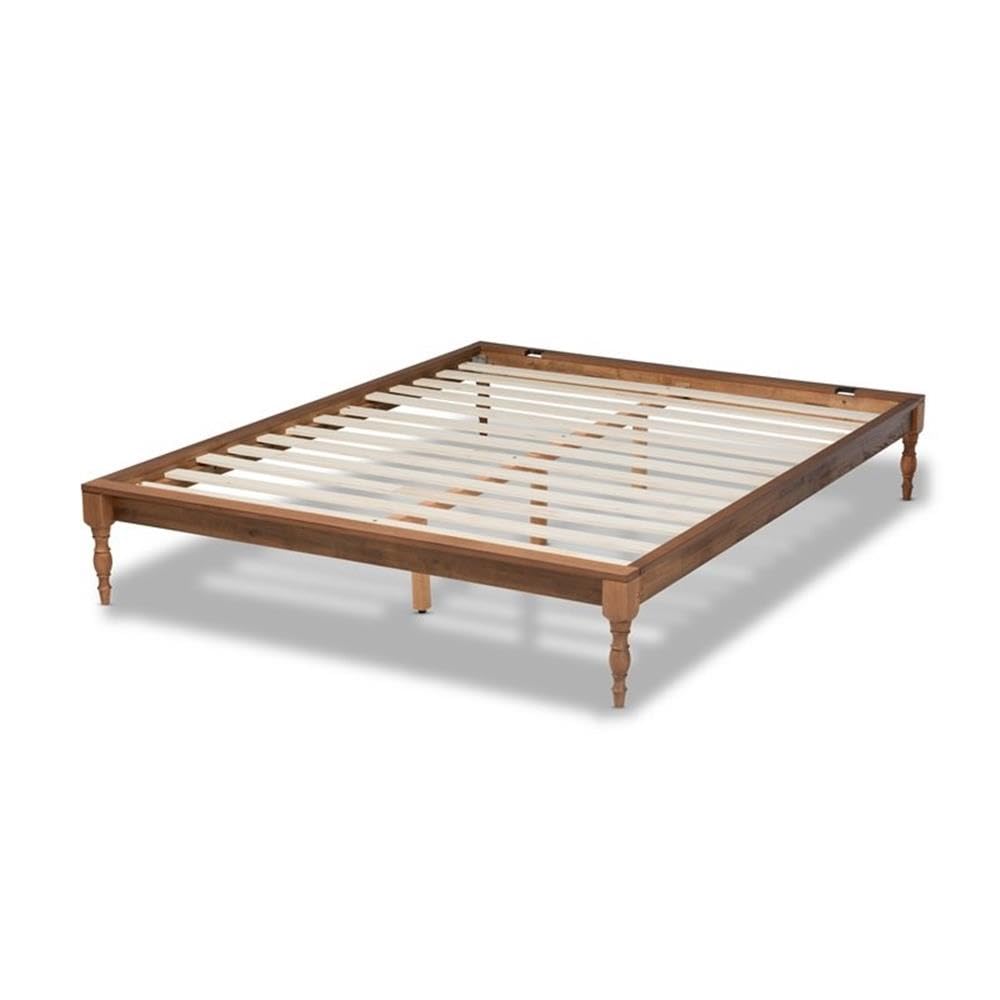BOWERY HILL Queen Size Wood Bed Frame - Ash Brown Finish - Sturdy & Elegant Platform Bed for Master Bedroom, Guest Room, or Dorm