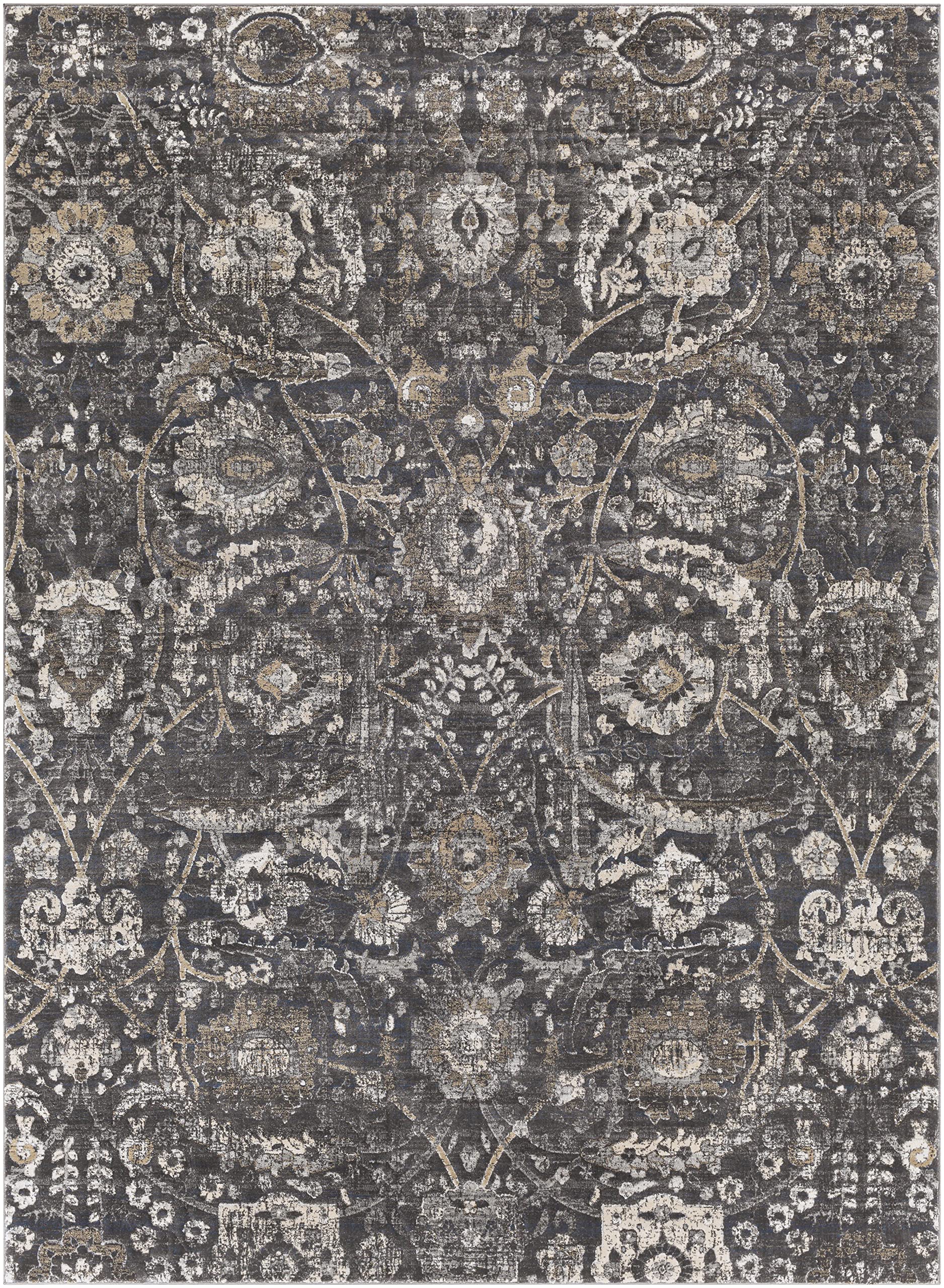 Mark&Day Avellino Traditional 9x12 Area Rug - Black & Beige Handmade Carpet for Living Room, Bedroom, Kitchen - Soft Non-Slip Floor Mat (9' x 12'4