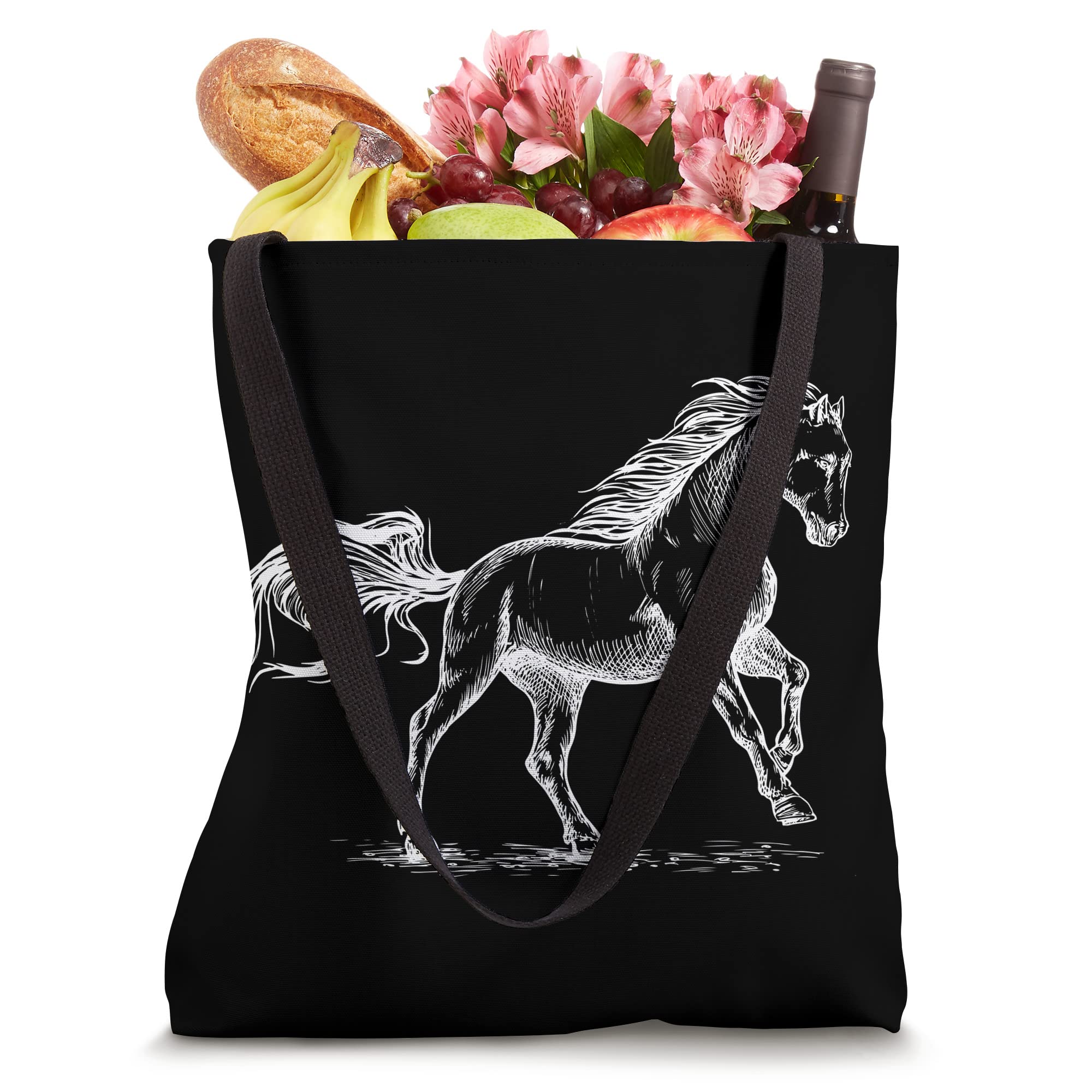 Stylish Galloping Horse Print Tote Bag for Women - Durable Canvas Shopping Bag with Adjustable Straps - Perfect for Groceries, Beach, Work & Travel