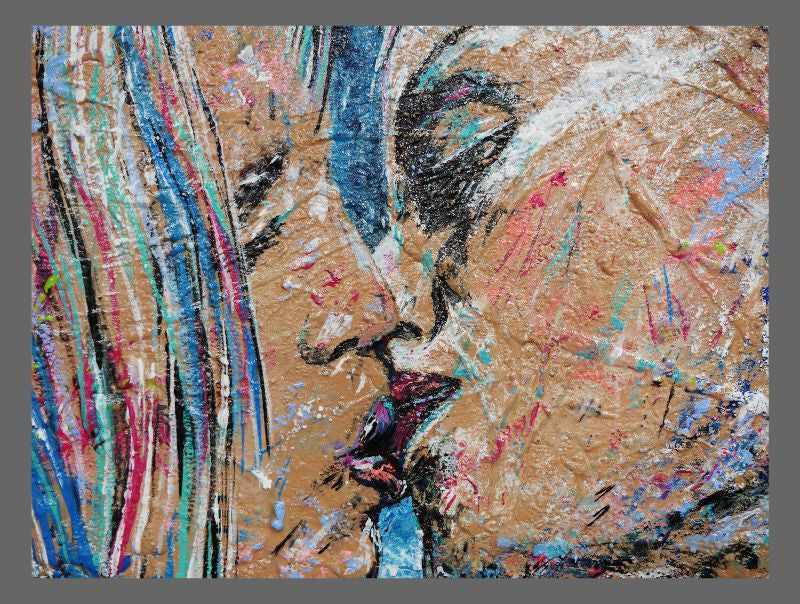 Abstract Realism Britney Spears and Madonna Kiss Painting - Pop Art Wall Decor for Music Fans, Living Room & Bedroom Aesthetic