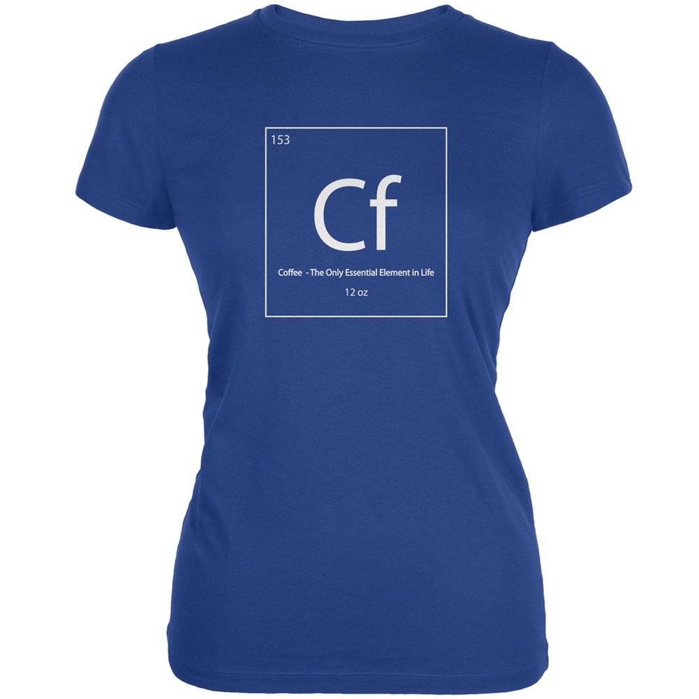 Periodic Table of Coffee Elements Graphic Tee - Soft Cotton Royal Juniors T-Shirt for Science & Coffee Lovers - Perfect Gift for Chemists & Baristas