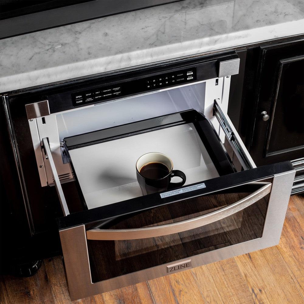 ZLINE 48-inch Stainless Steel Kitchen Package: Dual Fuel Range, Convertible Vent Hood, Microwave Drawer & Dishwasher - Professional 5KPR RARH48 MWDWV Set for Modern Home Cooking & Entertaining