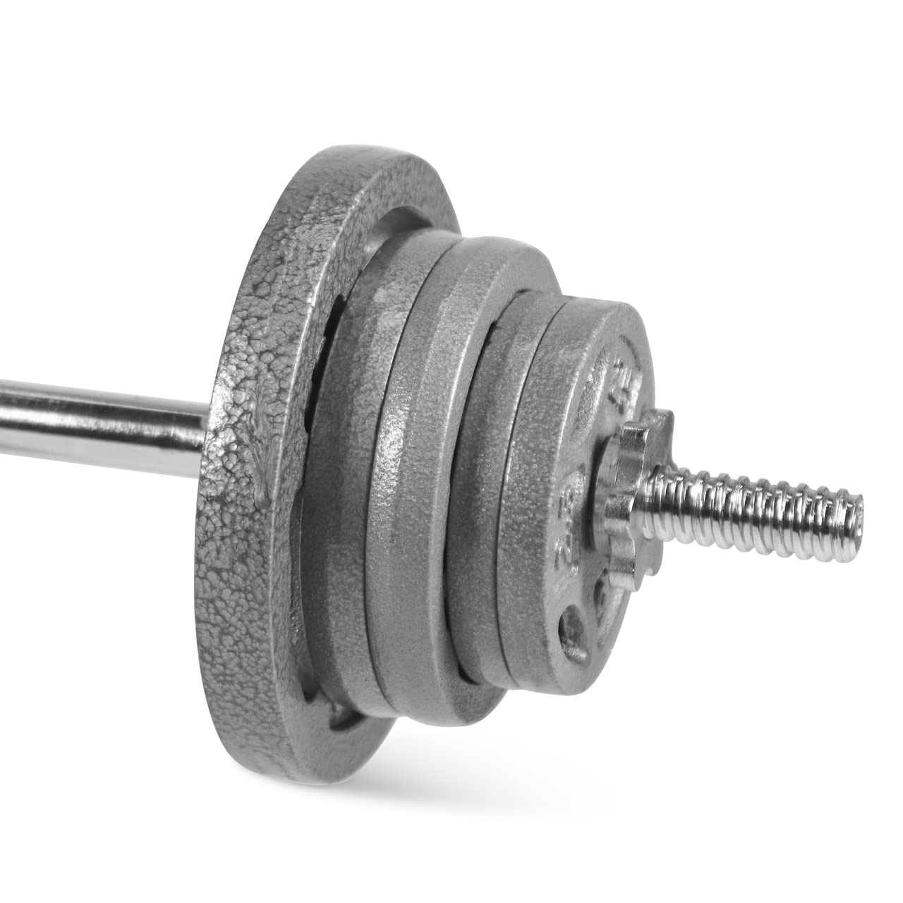 WF Athletic Supply Adjustable Dumbbells Barbell Weight Set - 1-Inch Threaded Chrome Knurled EZ Curl & Straight Bar Handle - Home Gym Strength Training Equipment - Gray Grip Plate Sets for Weight Lifting - Perfect for Full-Body Workouts & Muscle Building at Home