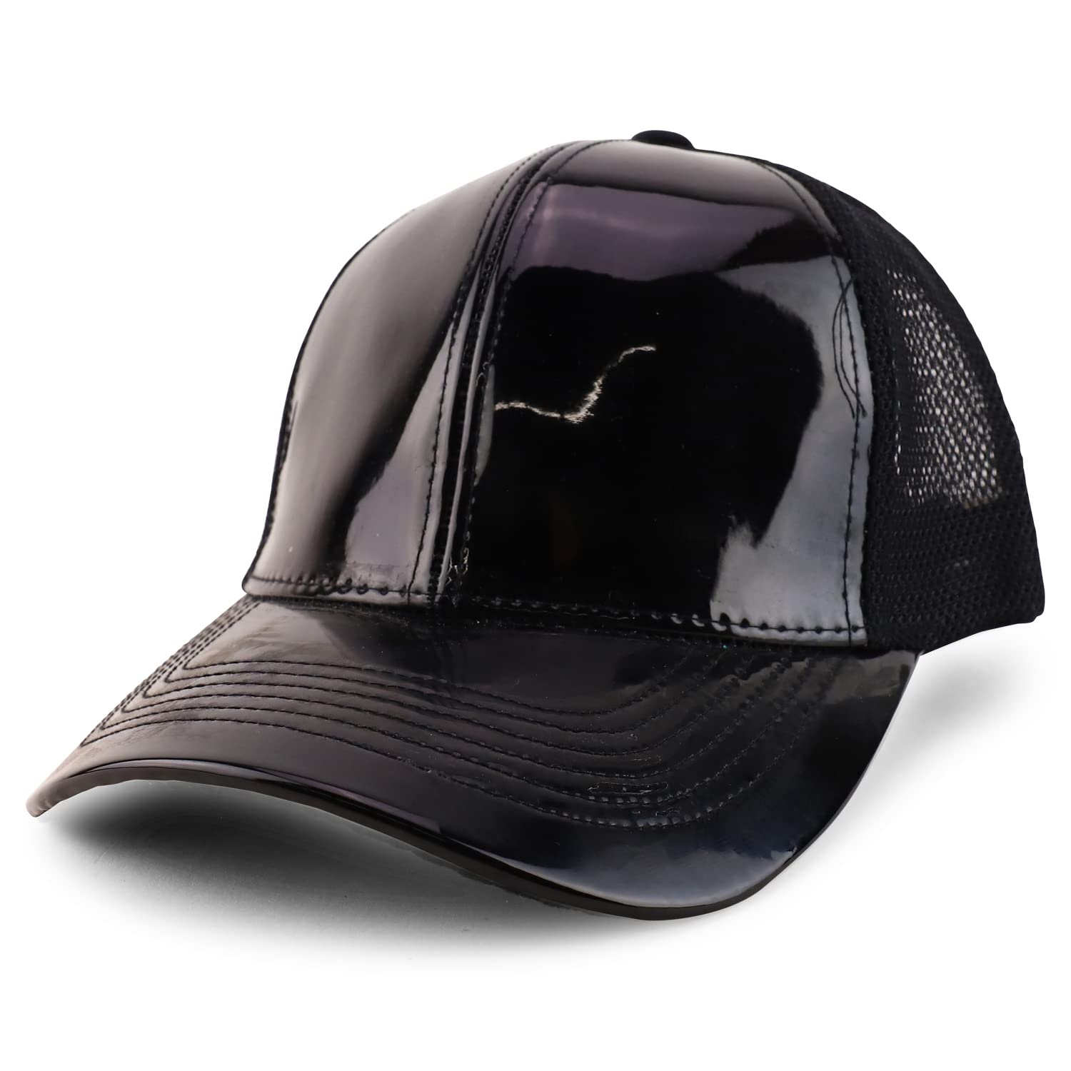 Trendy Shiny Iridescent Structured Ponytail Trucker Mesh Cap for Women - Fashion Hair Accessory for Outdoor, Sports & Daily Wear