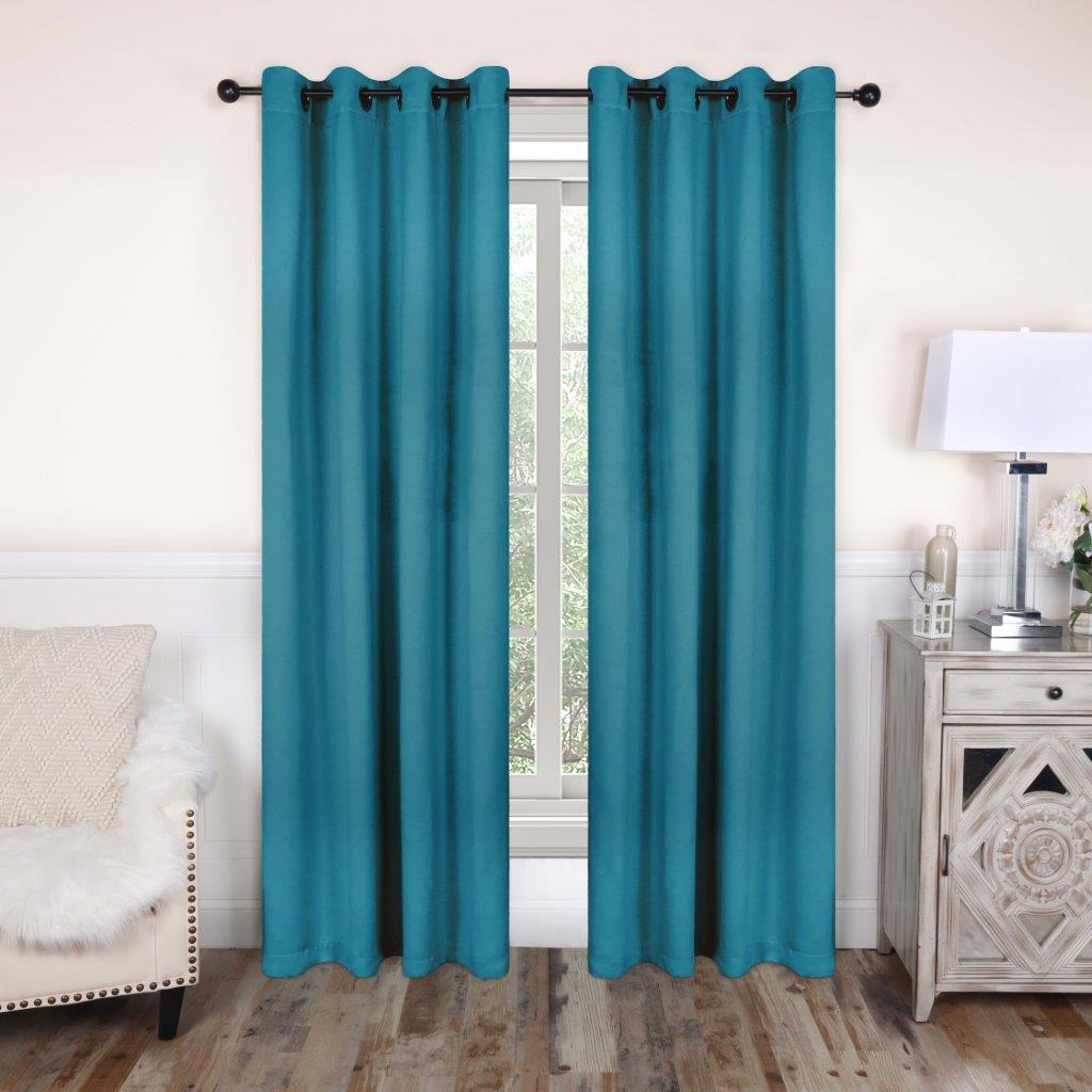 Solid Classic Modern Grommet Blackout Curtain Set - Thermal Insulated Room Darkening Drapes for Bedroom, Living Room & Home Theater (Black)