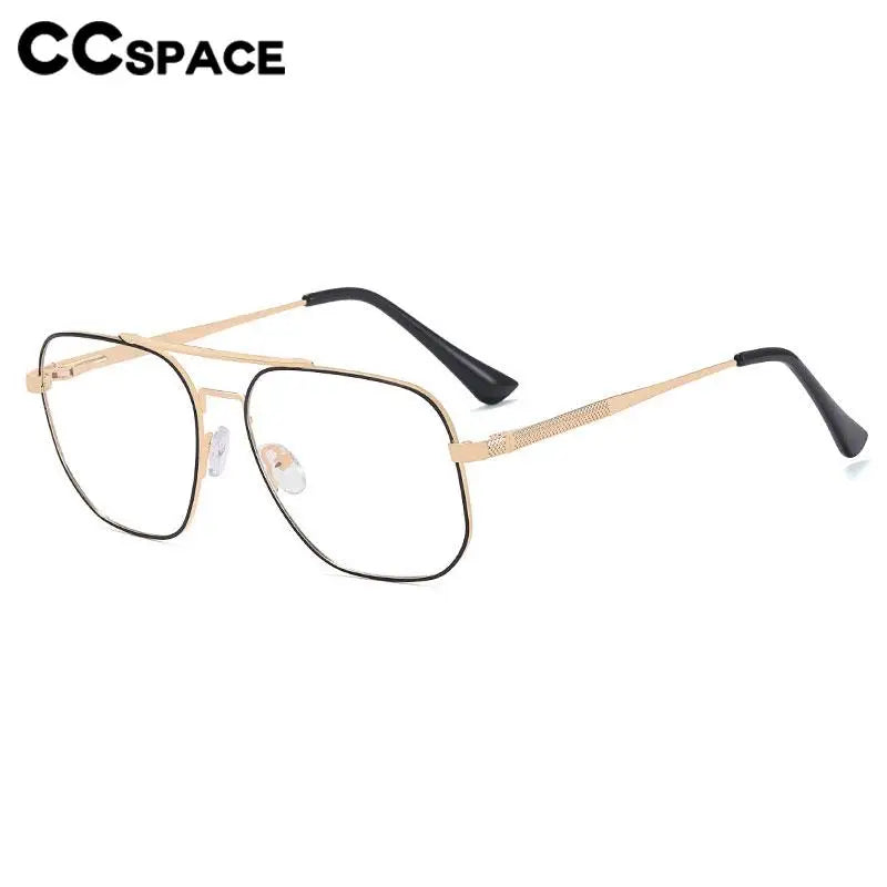 CCspace Unisex Full Rim Large Square Double Bridge Alloy Eyeglasses 57238 - Stylish Lightweight Frame for Men & Women - Perfect for Reading, Work, and Everyday Wear