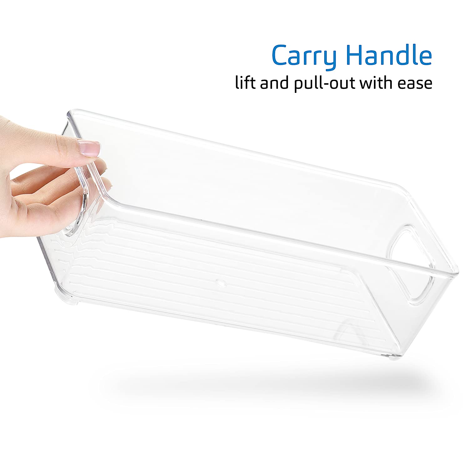 STORAGEBUD Clear Stackable Refrigerator & Freezer Organizer Bins - Pantry Storage Containers for Kitchen Organization - Perfect for Food Storage, Meal Prep & Decluttering Fridge/Freezer