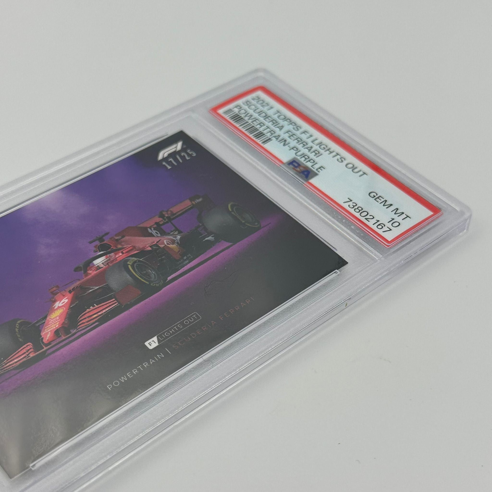 PSA 10 Graded 2017 Ferrari Powertrain Purple Parallel #17/25 - Rare Trading Card for Collectors & Racing Fans (Perfect for Display, Investment, or Gifts)