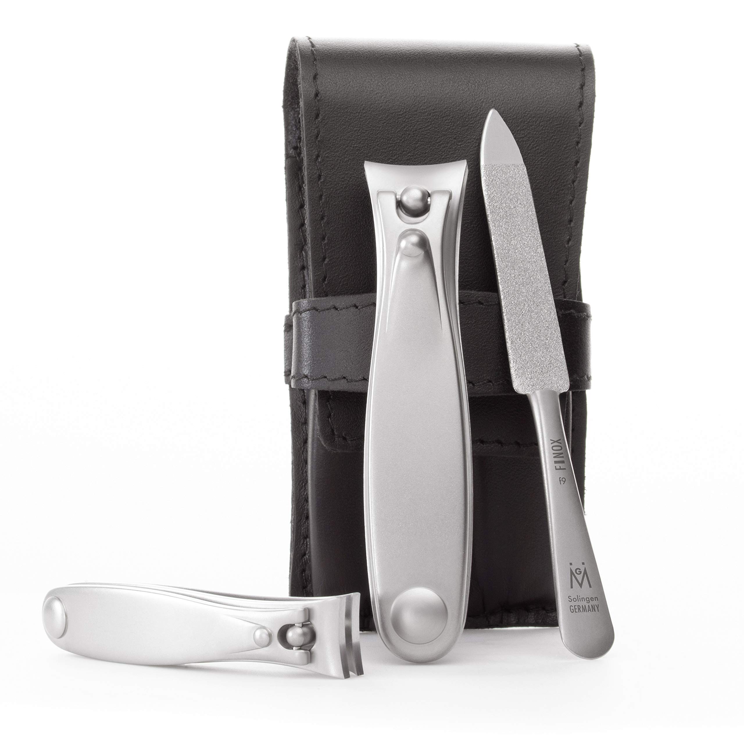 Premium GERMANIKURE Nail Clippers & Sapphire Nail File Set - Solingen Germany Stainless Steel Manicure Kit - Professional Pedicure Tools for Men & Women - Perfect for Travel, Home & Salon Use