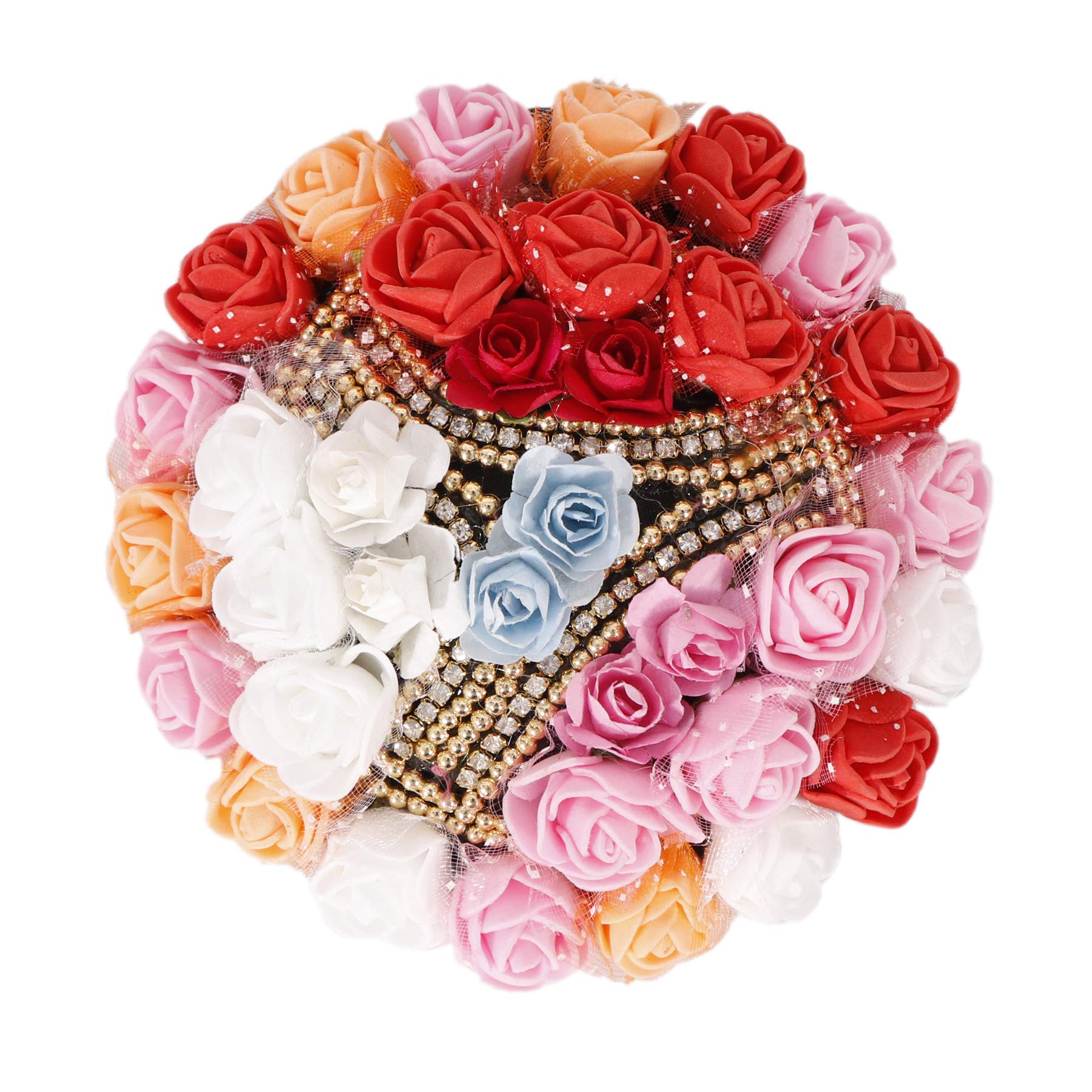 NAVMAV Artificial Rose Flower Hair Accessories - Bridal Bun Juda Maker, Fabric Flower Gajra for Women & Girls (Multi-color) | Perfect for Weddings, Parties & Special Occasions