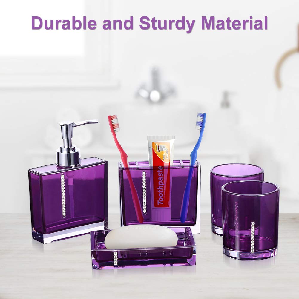 5-Piece Bathroom Accessories Set - PP Material Soap Dispenser, Toothbrush Holder, 2 Cups & Soap Dish - Modern Bathroom Decor for Home, Hotel & Spa Use