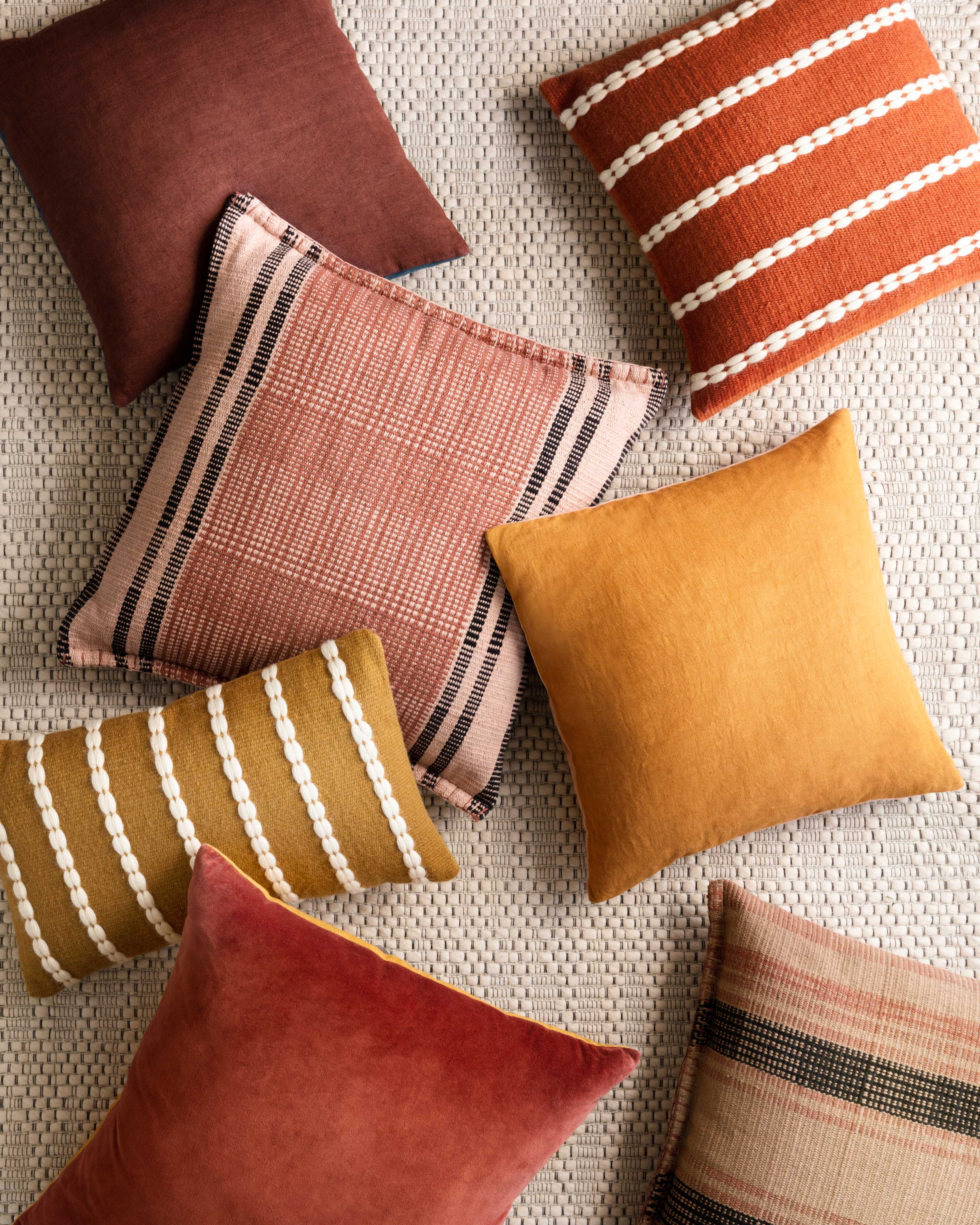Magnolia Home by Joanna Gaines x Loloi Rust & Gold Decorative Throw Pillow - Perfect for Living Room Sofa, Bedroom Decor & Farmhouse Style Accents