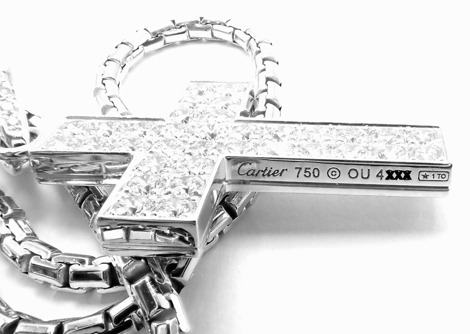 Authentic Cartier Cross 18K White Gold Diamond Pendant Necklace for Women - Luxury Jewelry Gift for Anniversary, Valentine's Day & Special Occasions