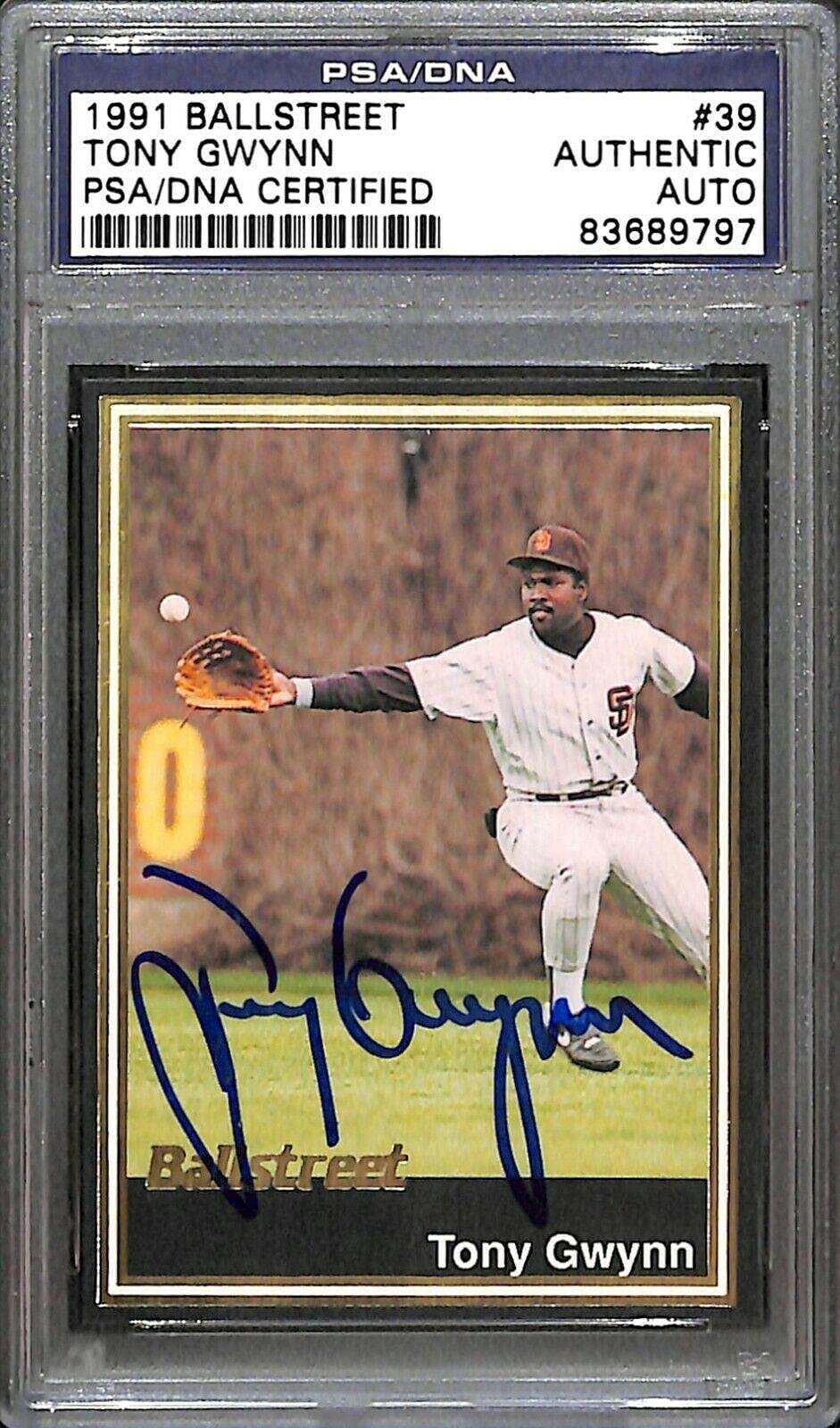 Tony Gwynn Signed 1991 Ballstreet Baseball Card #39 PSA/DNA COA Padres Autograph - Authentic Slabbed Collectible for Baseball Fans & Memorabilia Enthusiasts - Perfect for Display, Gifts, and Sports Collections