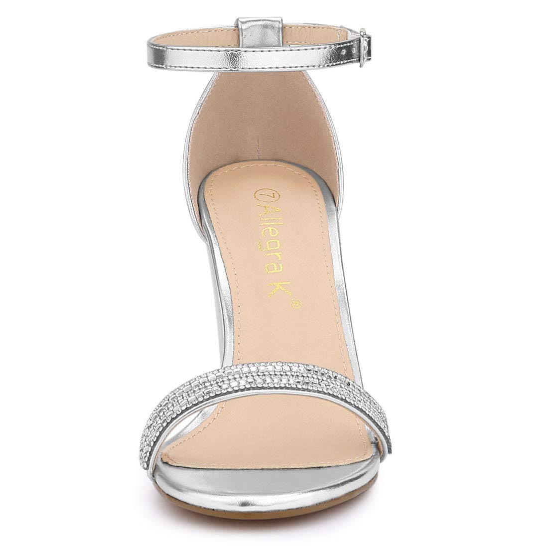 Allegra K Women's Rhinestone Ankle Strap Chunky Heel Sandals - Elegant Party Shoes for Weddings, Prom & Evening Events