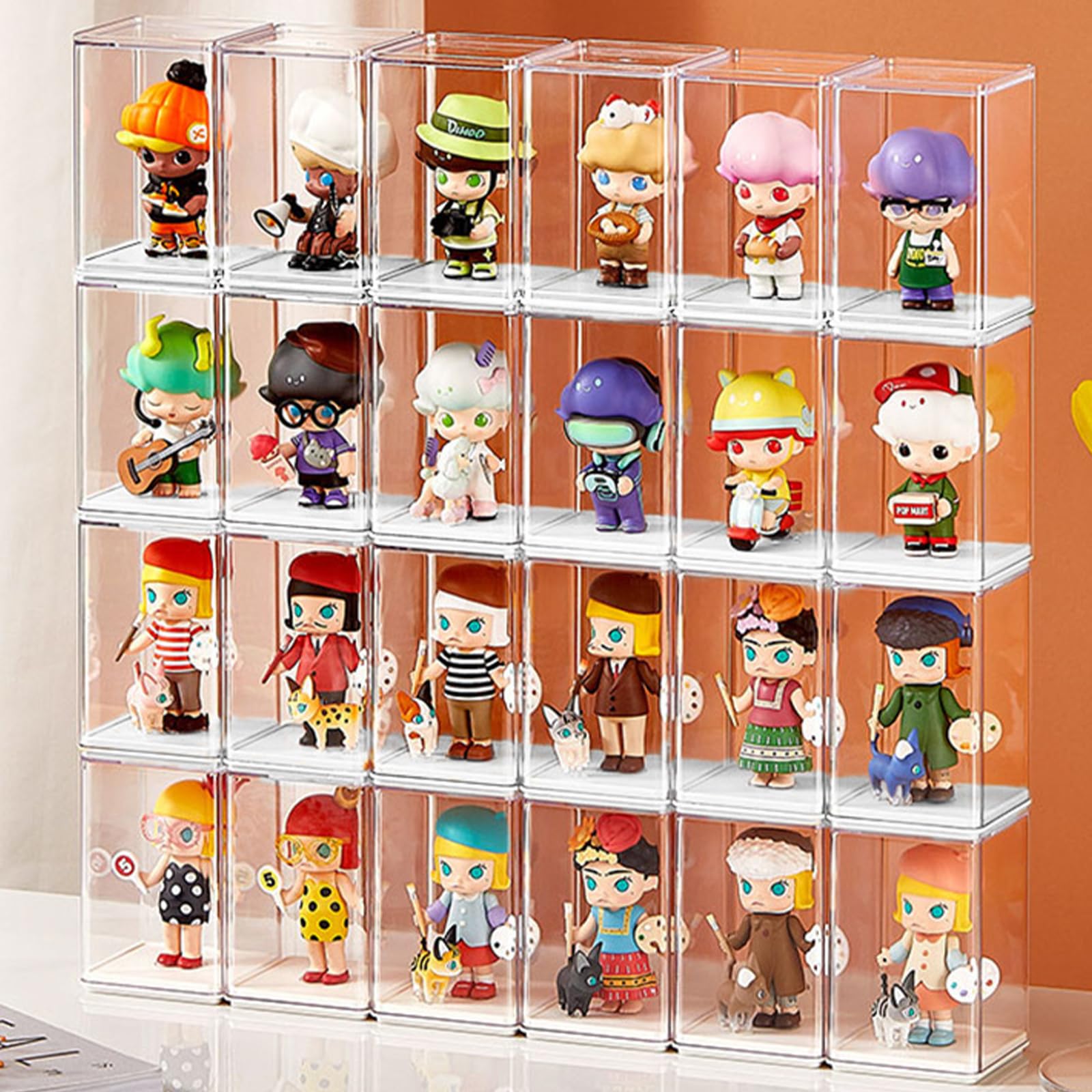 6-Piece Clear Acrylic Display Case for Collectible Figures - Stackable Dustproof Organizer Box for Lego, Pop Mart & Action Figures - Perfect for Home Decoration, Toy Storage & Collection Showcase