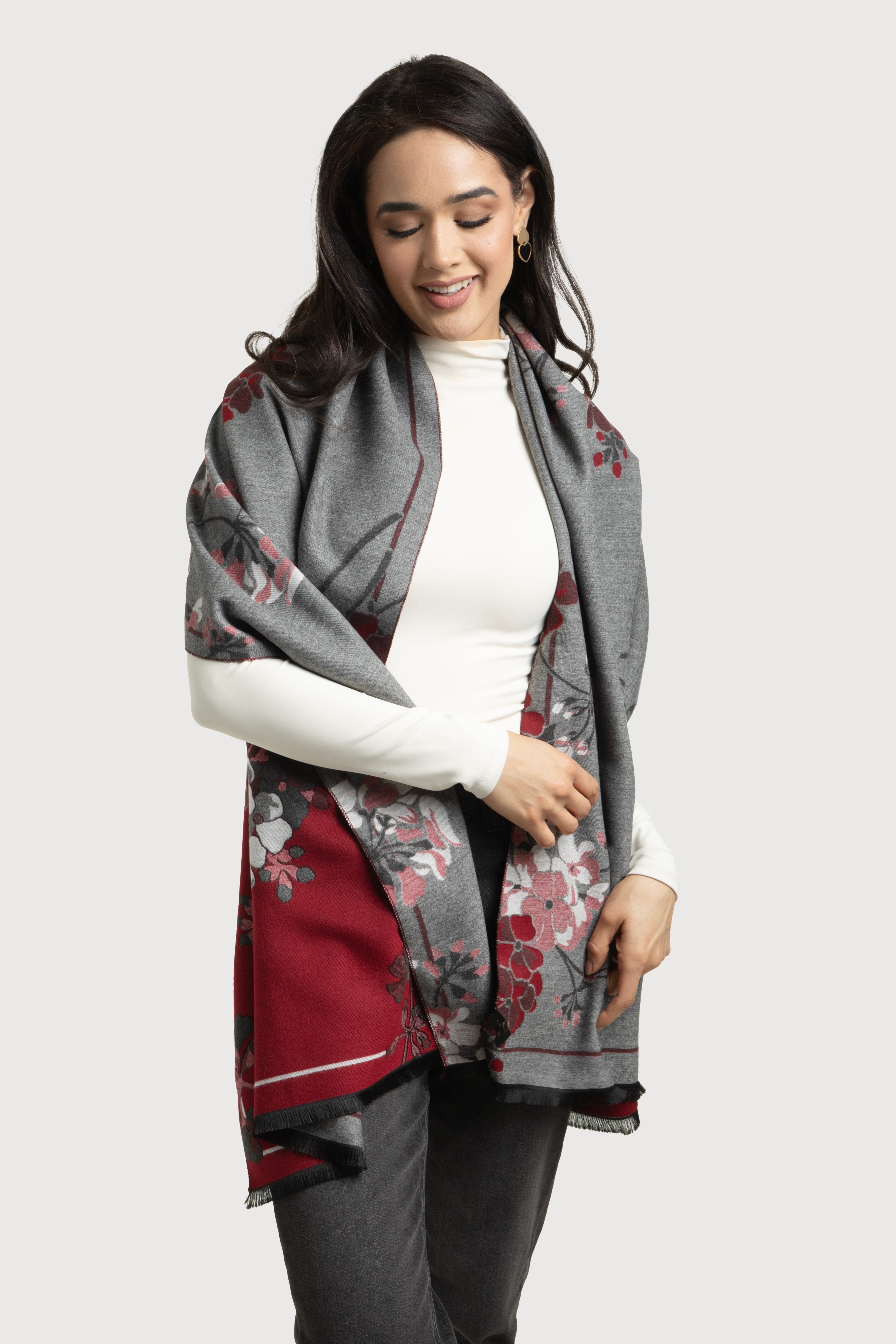 Stylish Floral Reversible Scarf for Women - Lightweight Fashion Accessory for Spring Outfits, Office Wear & Travel Essentials