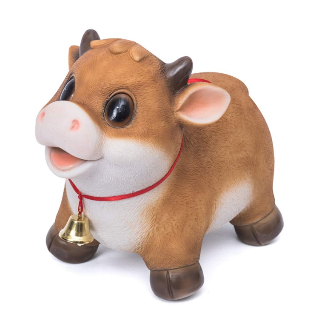 FABAX Adorable Cow-Shaped Piggy Bank - Yellow Coin Money Box for Saving, Birthday, Christmas & New Year Gifts - Perfect for Kids' Allowance, Coin Collection & Home Decor (Size B)