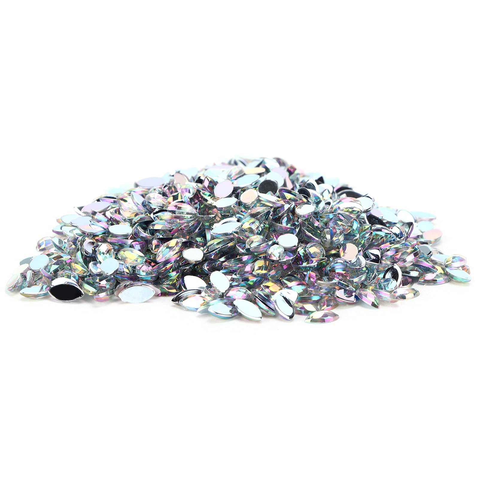 1000Pcs White Horse Eye Rhinestones - Flatback Faceted Glass Crystals for DIY Crafts, Jewelry Making, Costume Design & Nail Art Decoration